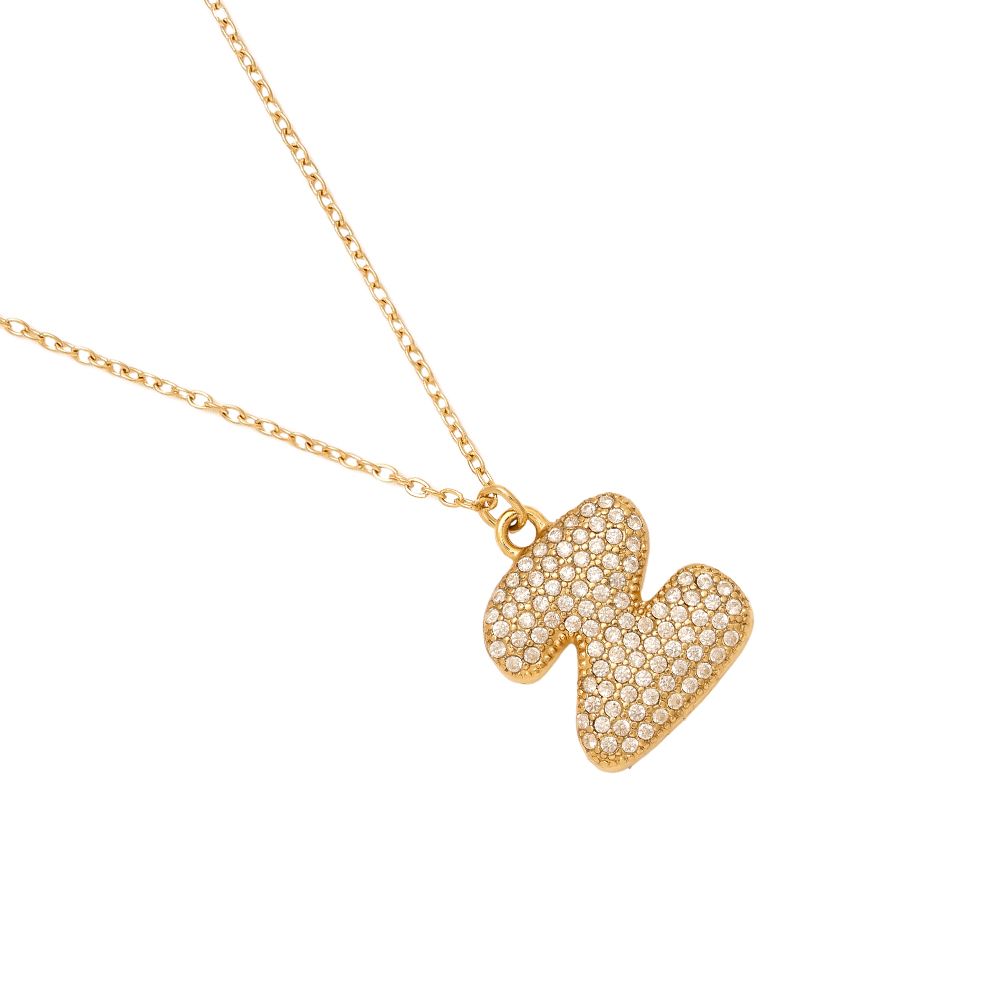 Kabarcık Harfli Elmas Kolye