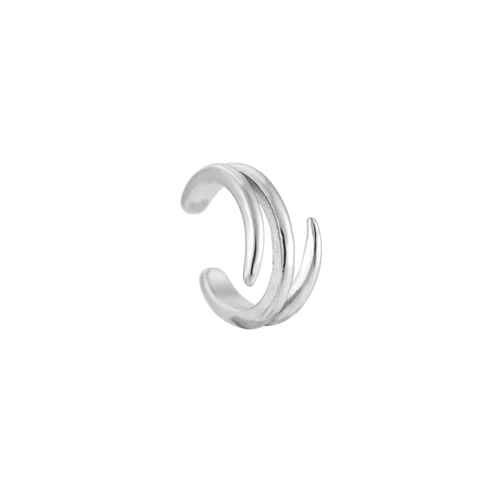 Silberner moderner offener Ring mit glatter und strukturierter Oberfläche