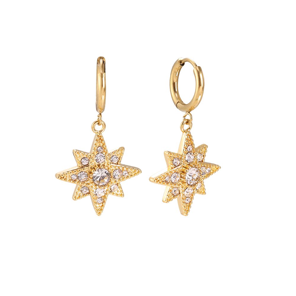 Yıldız Parlak Halka Küpeler