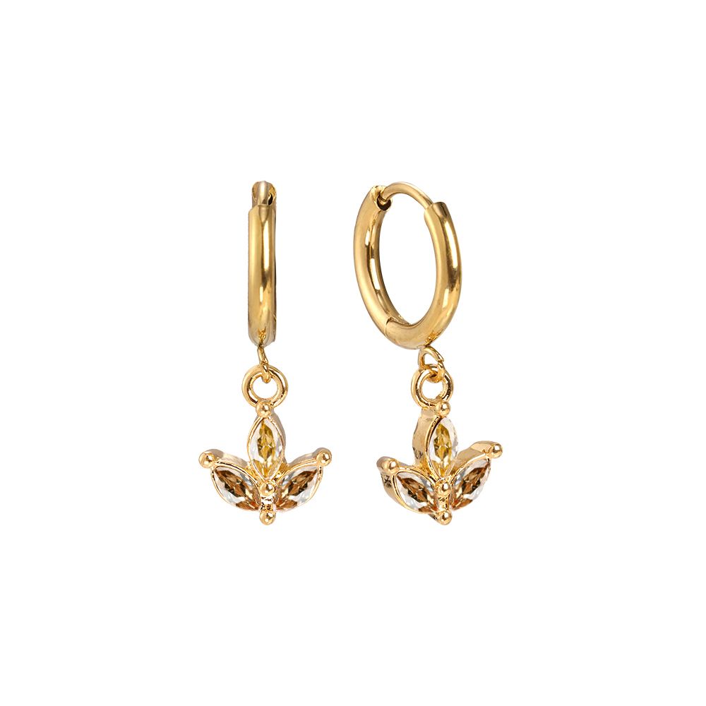 Mini Yaprak Kahverengi Halka Küpeler