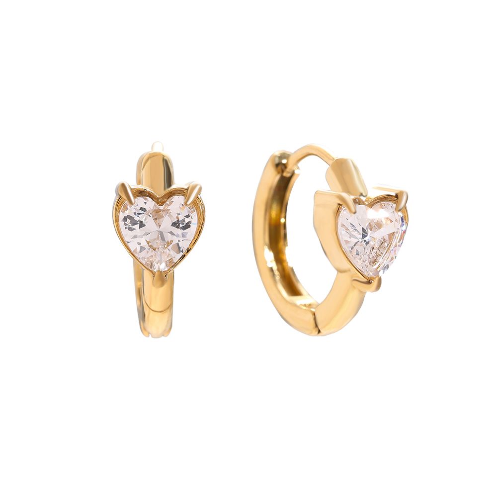 Mini Elmas Kalp Halka Küpeler