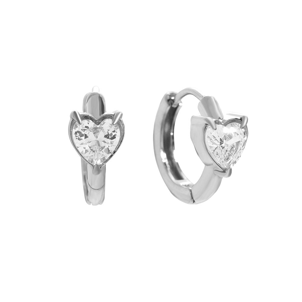 Mini Elmas Kalp Halka Küpeler