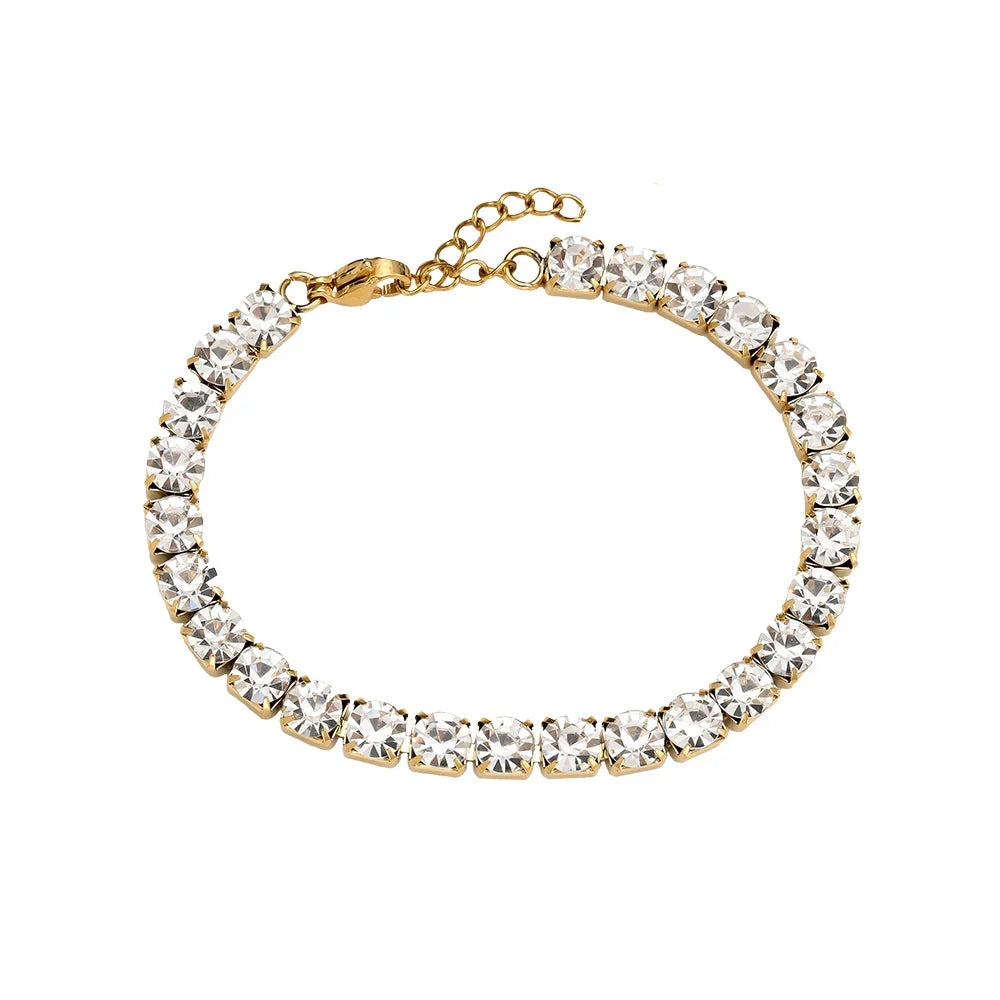 Goldfarbenes Armband mit klaren Swarovski Kristallen und verstellbarem Verschluss