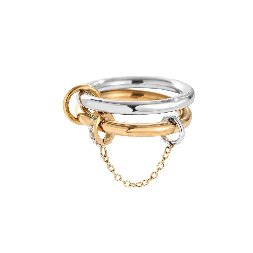 Ring Pave Bicolor Chain - NK Accessoires