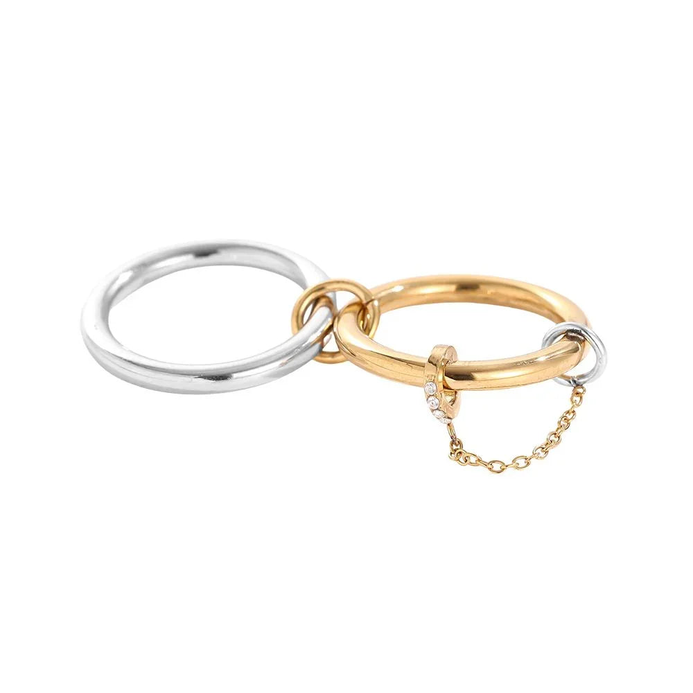 Ring Pave Bicolor Chain - NK Accessoires
