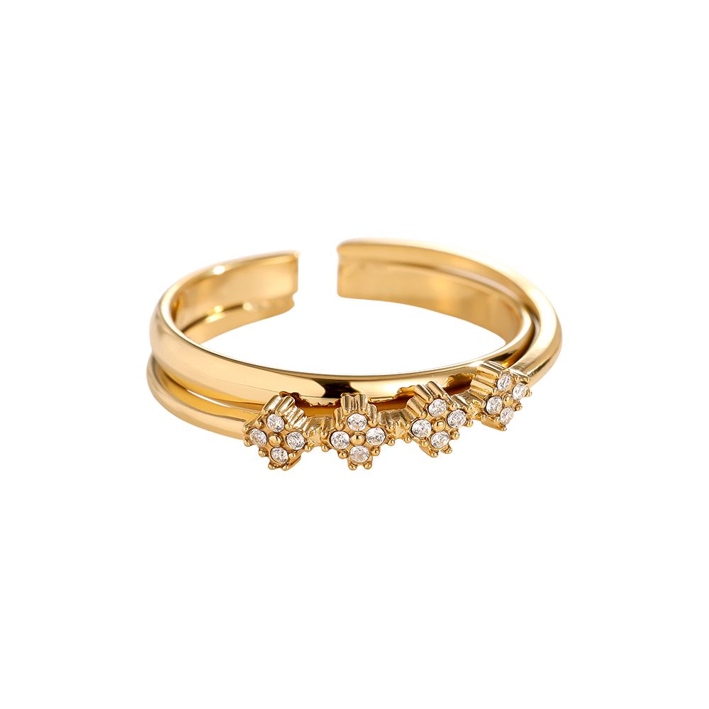 Ring Layer Mini Flowers -18K vergoldet