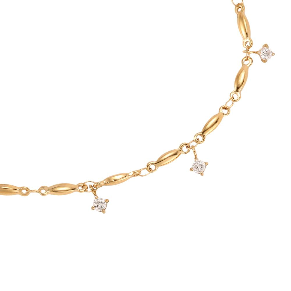 Fusskette Line Stone -18K vergoldet