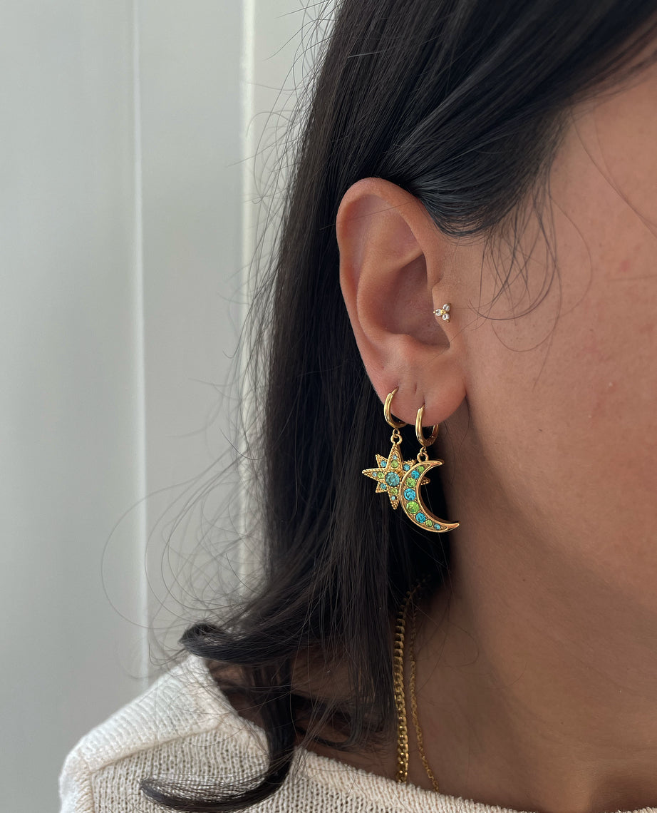 Yıldız Parlak Halka Küpeler