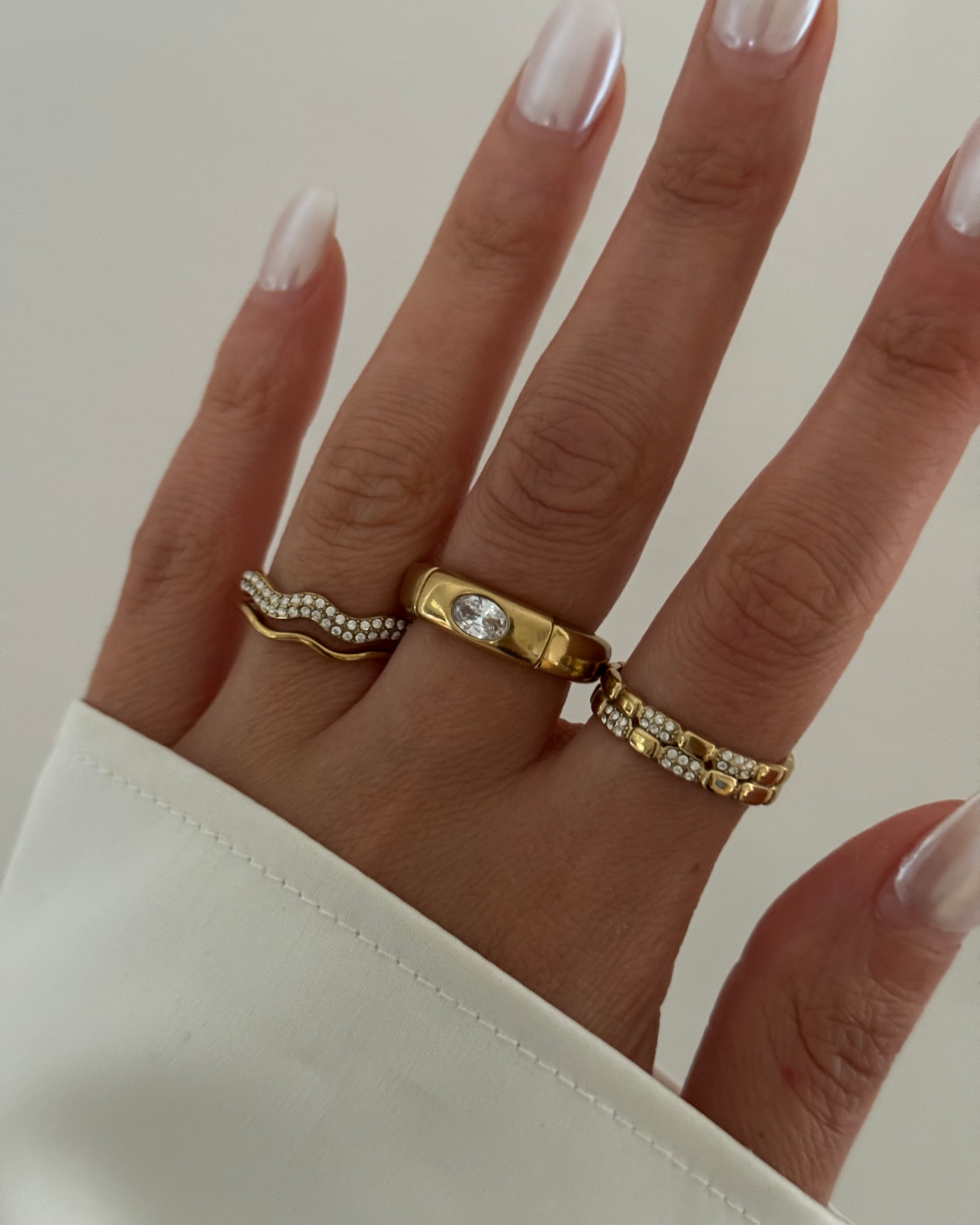 Ring Elastan Oval -18K vergoldet