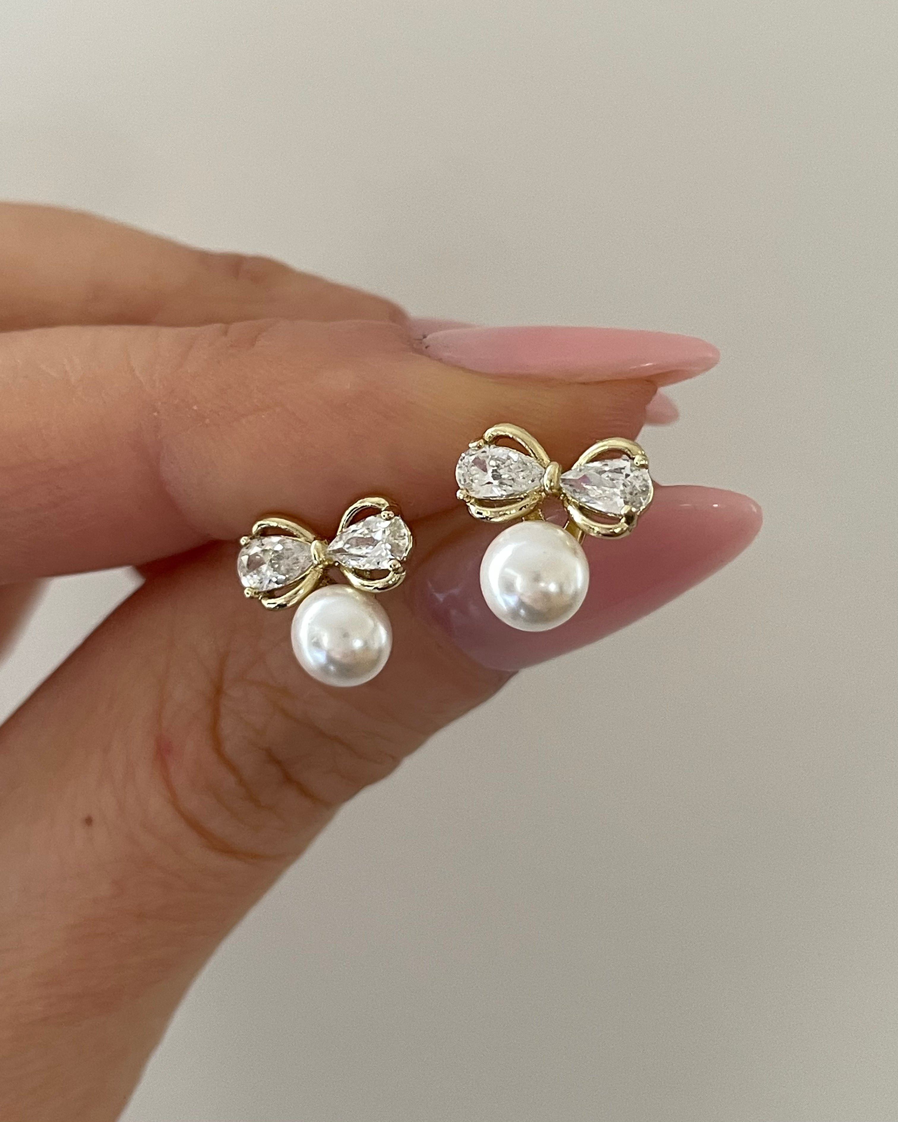 Ohrstecker VIP Pearl Bow -14K vergoldet