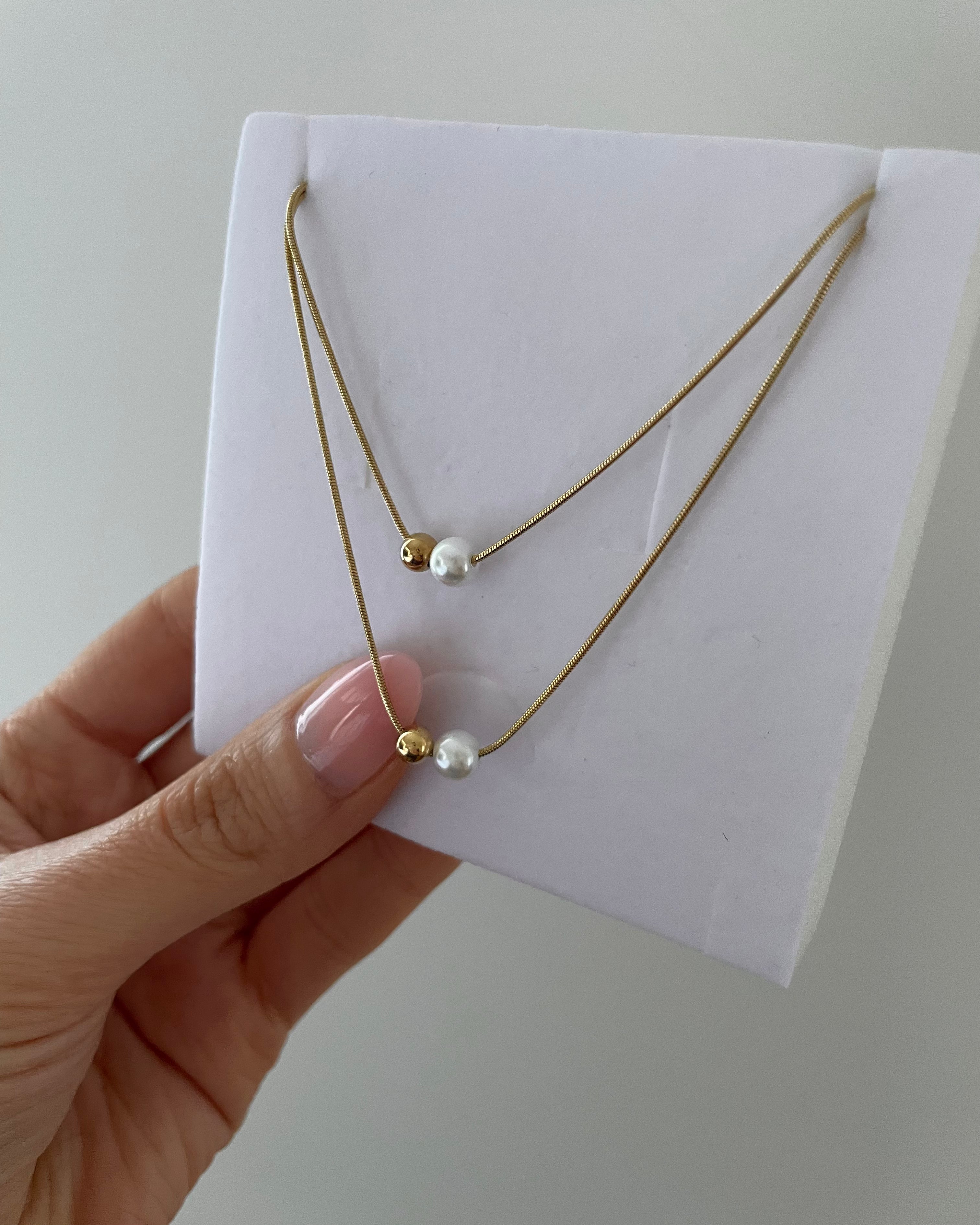 Kette Layer Pearl -18K vergoldet