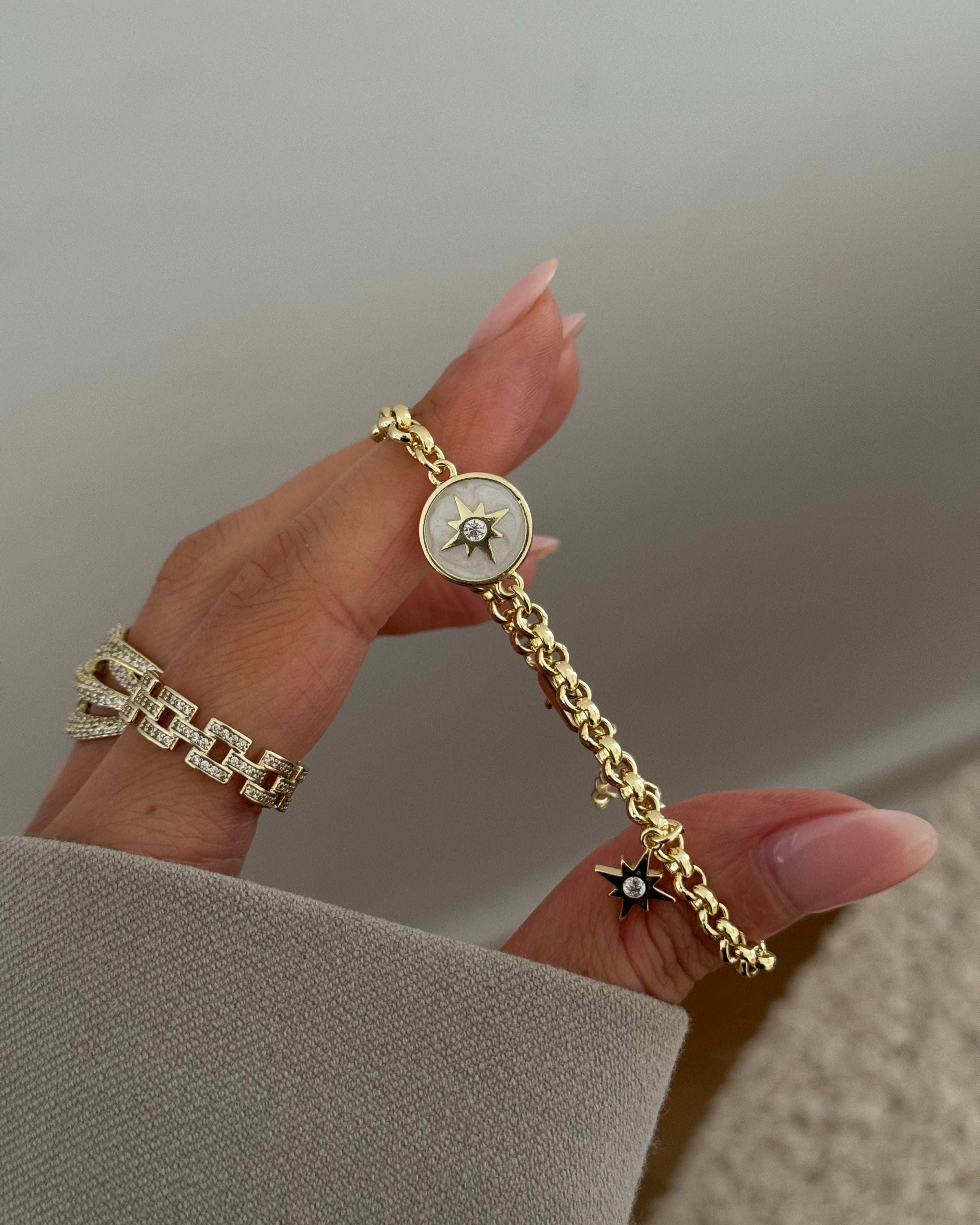 Armband VIP Emaille North Star -14K vergoldet