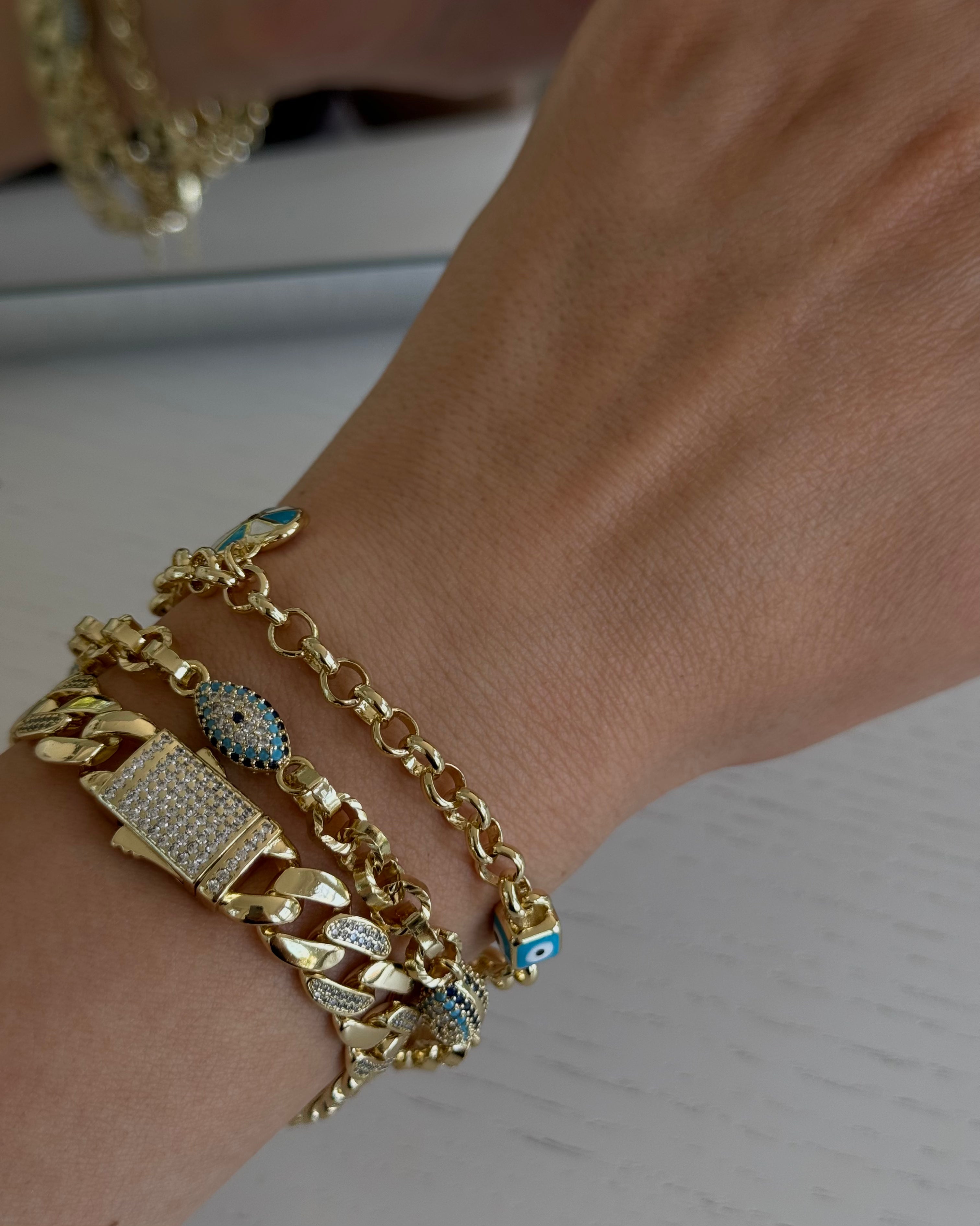 Armband VIP Charm Nazar Turquoise -14K vergoldet