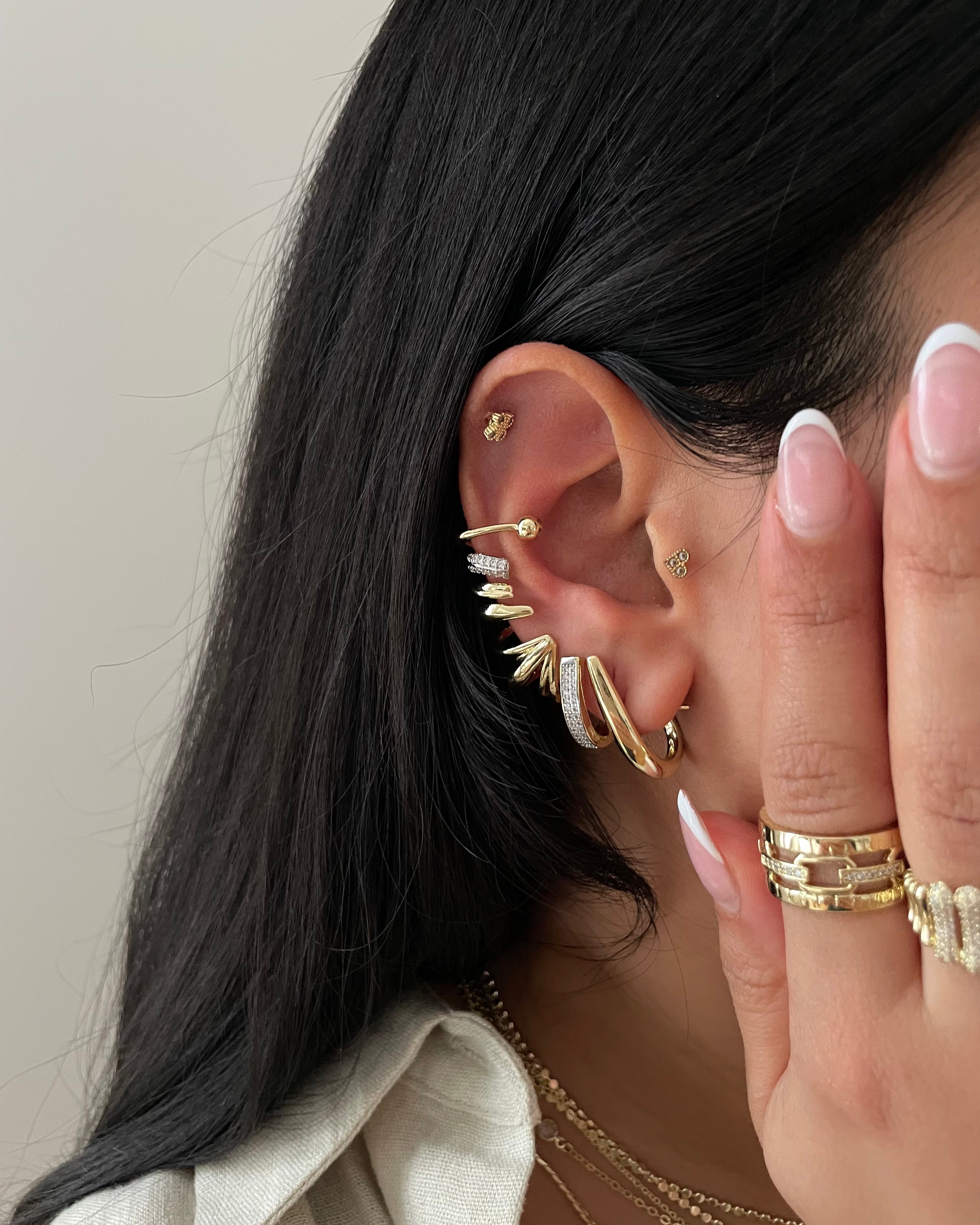 Ohrring Cuff Lunara -14K vergoldet