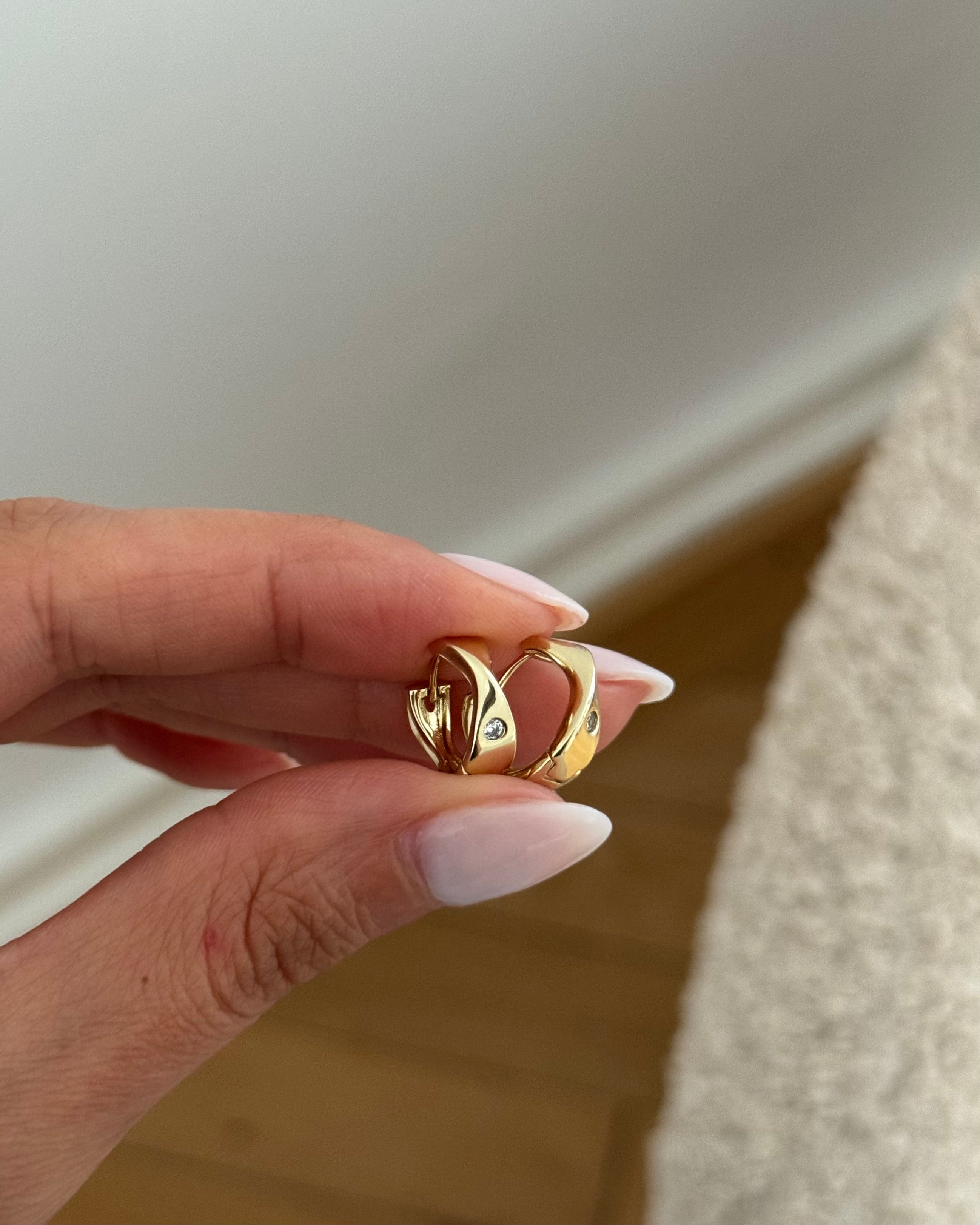 Creolen VIP Bold Wave Stone -14K vergoldet