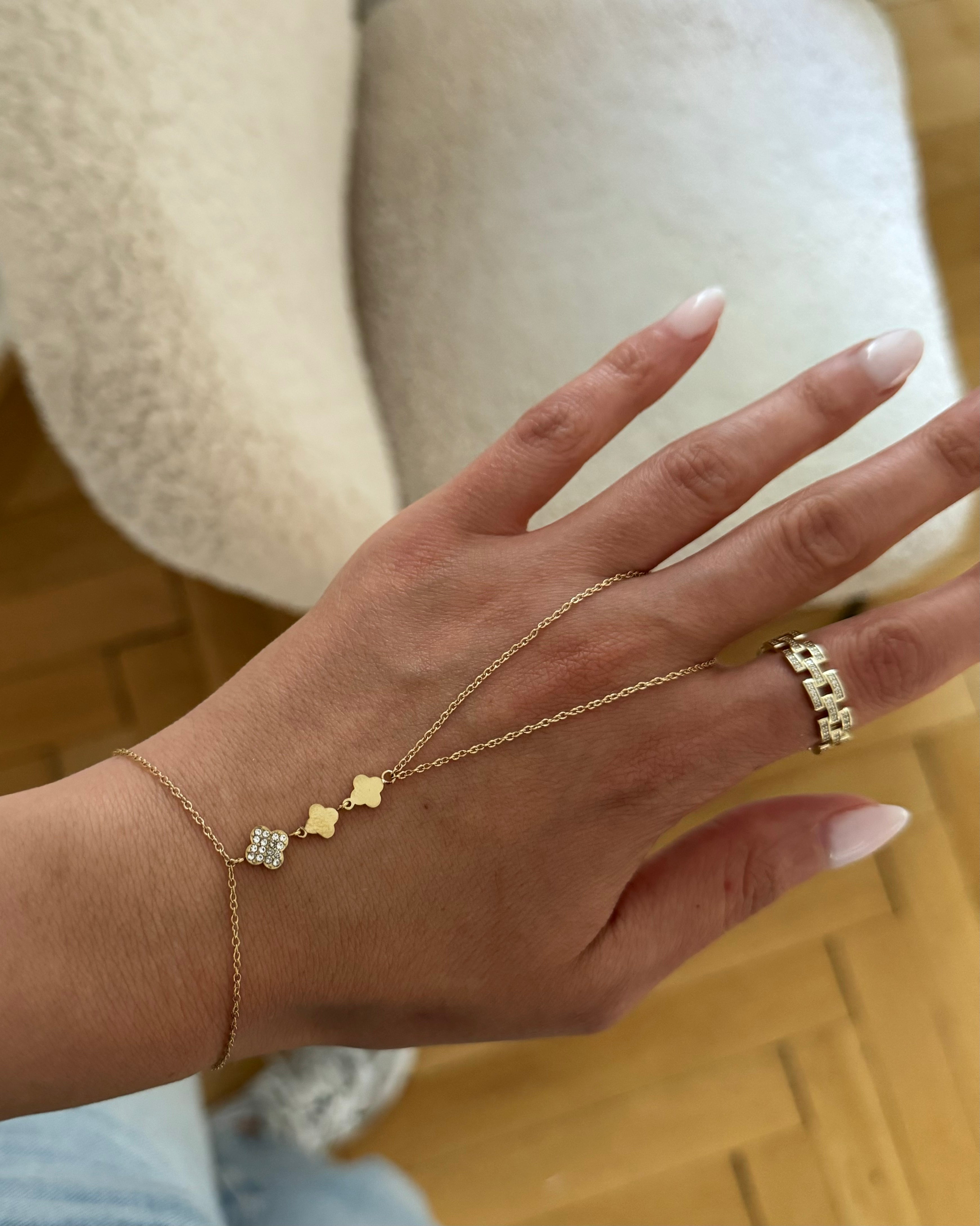 Hand Chain Clover -18K vergoldet