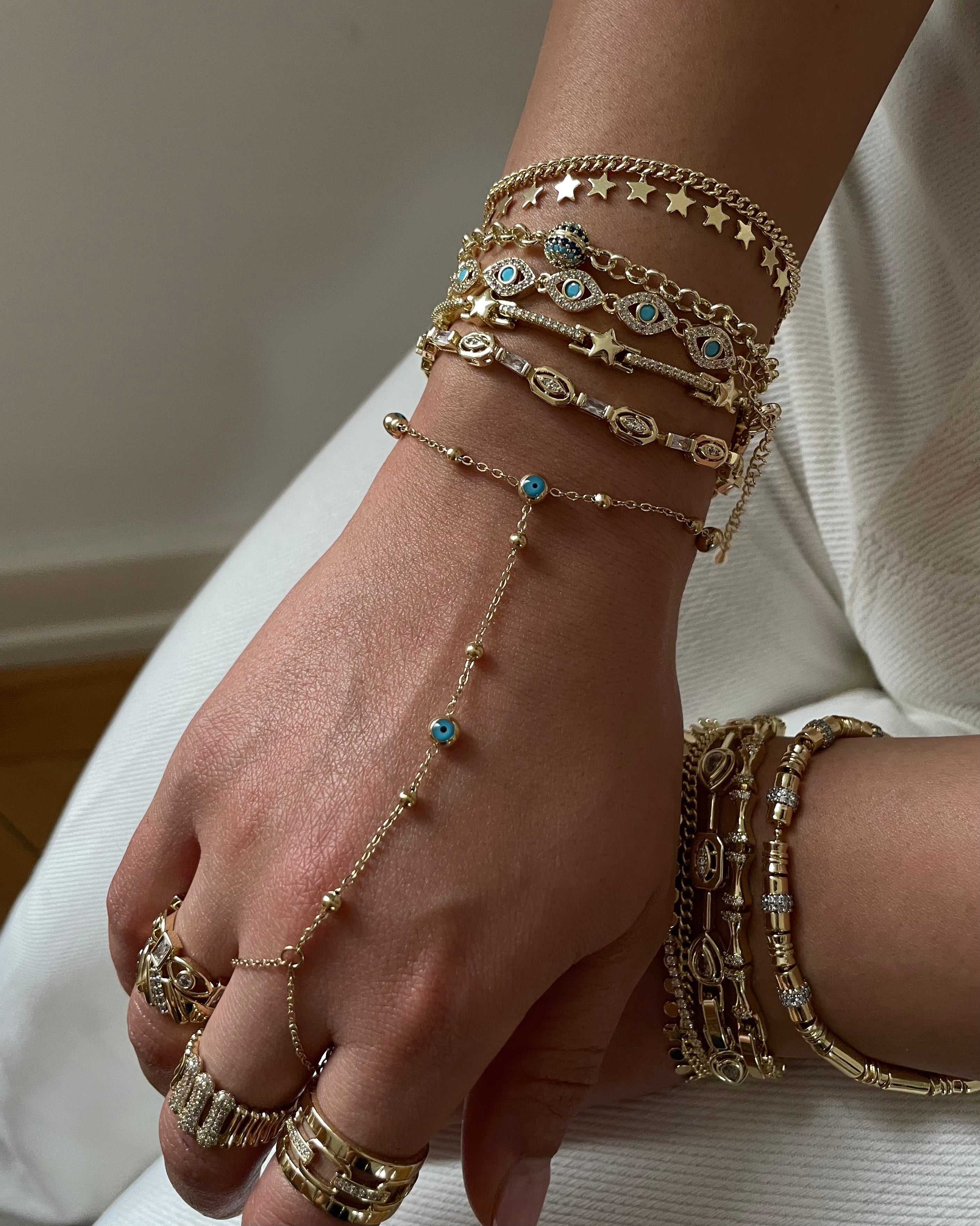 Hand Chain Nazar -18K vergoldet