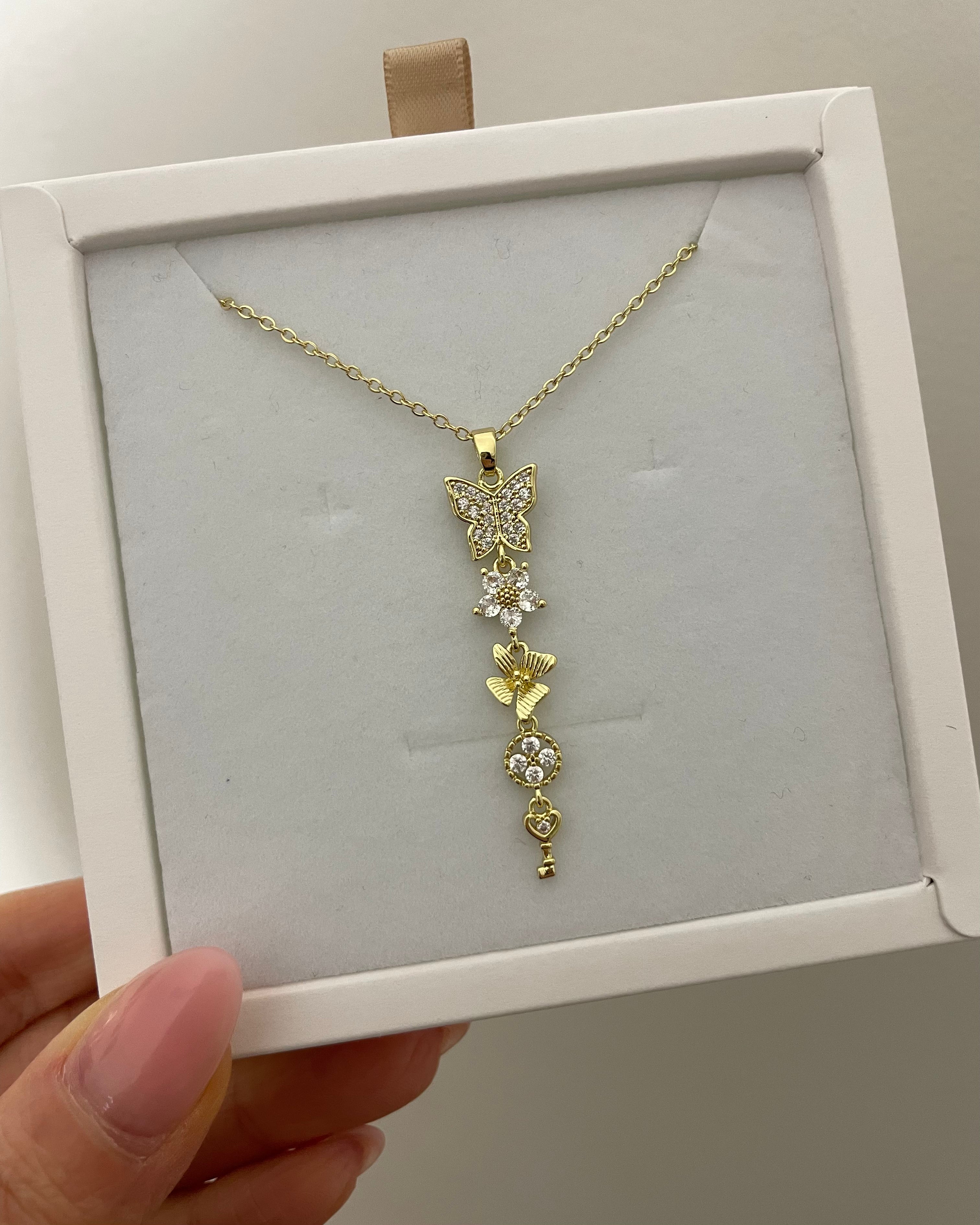 Kette VIP Y Butterfly - 14K vergoldet