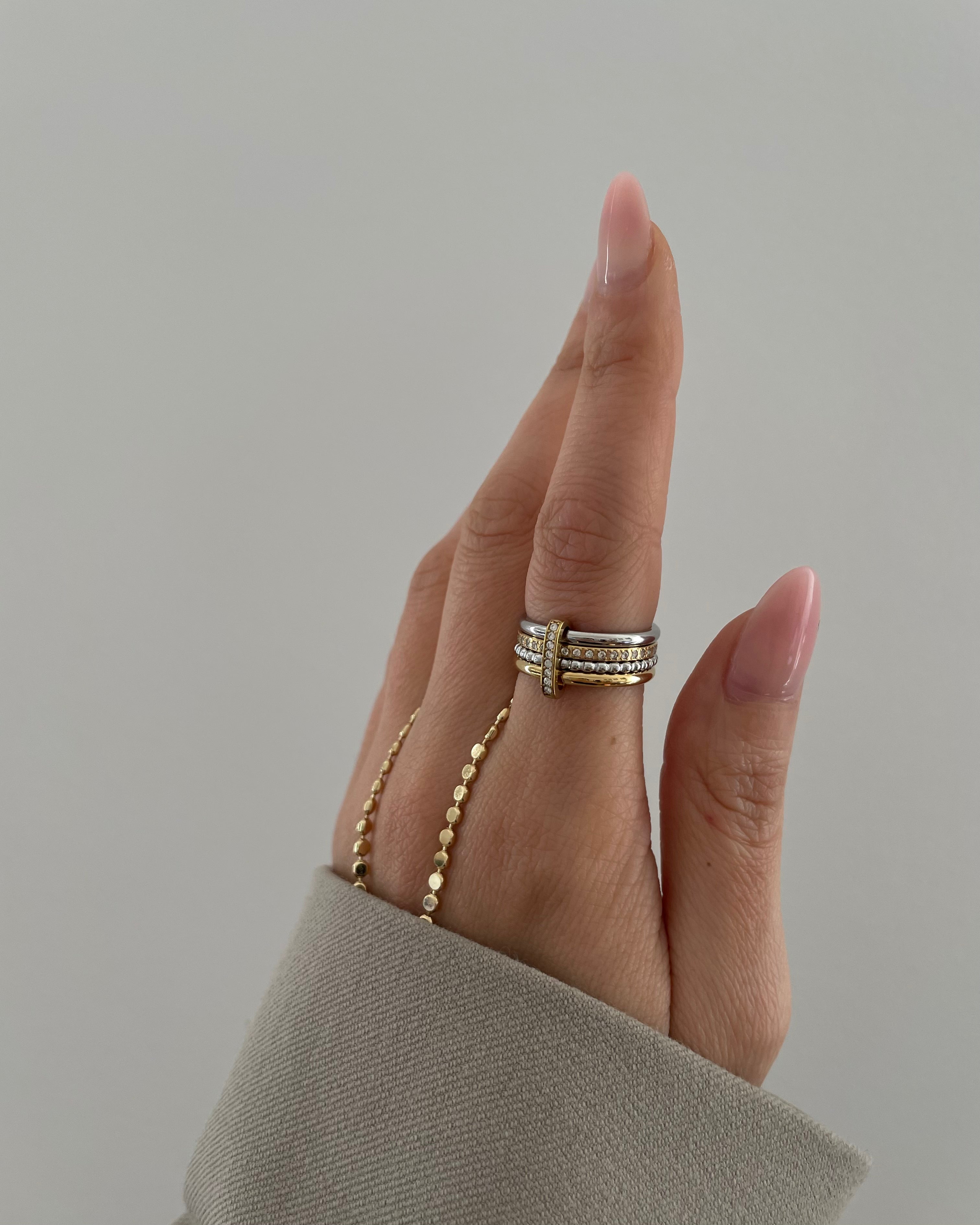 Ring Pave Stack Bicolor -18K vergoldet