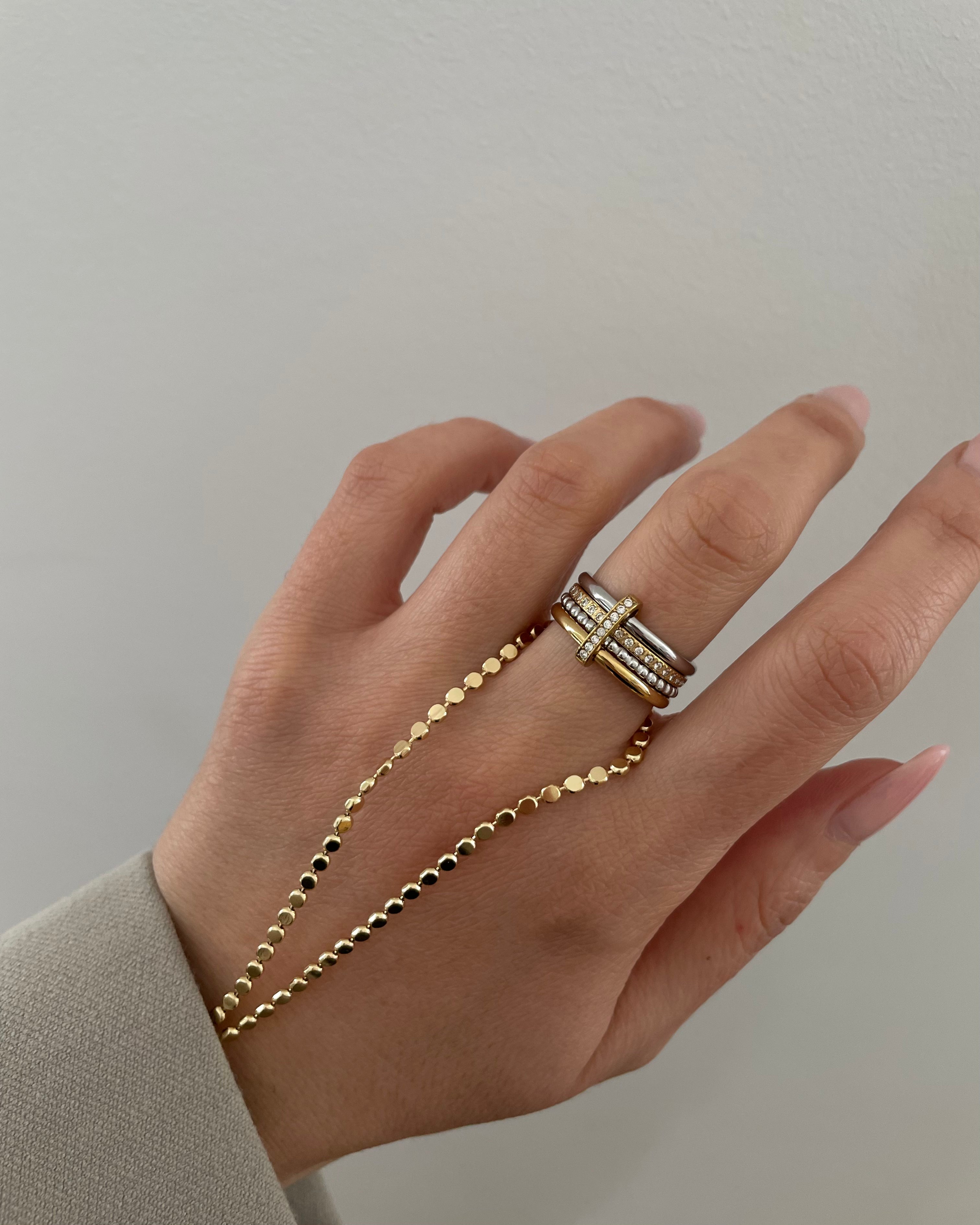 Ring Pave Stack Bicolor -18K vergoldet