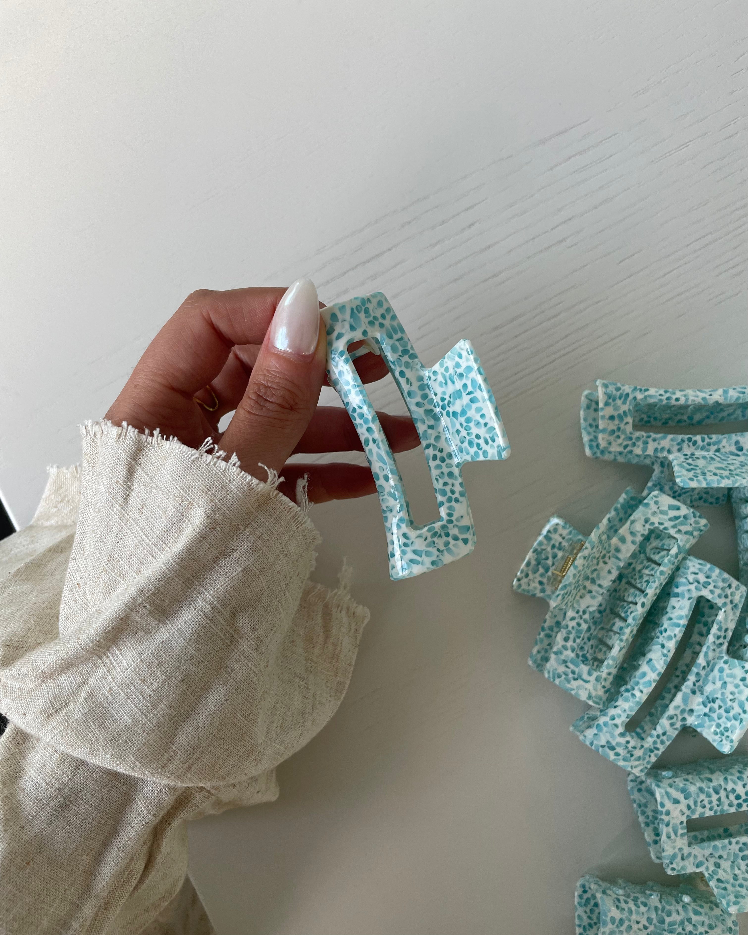 Haarspange Square - Aqua Blau