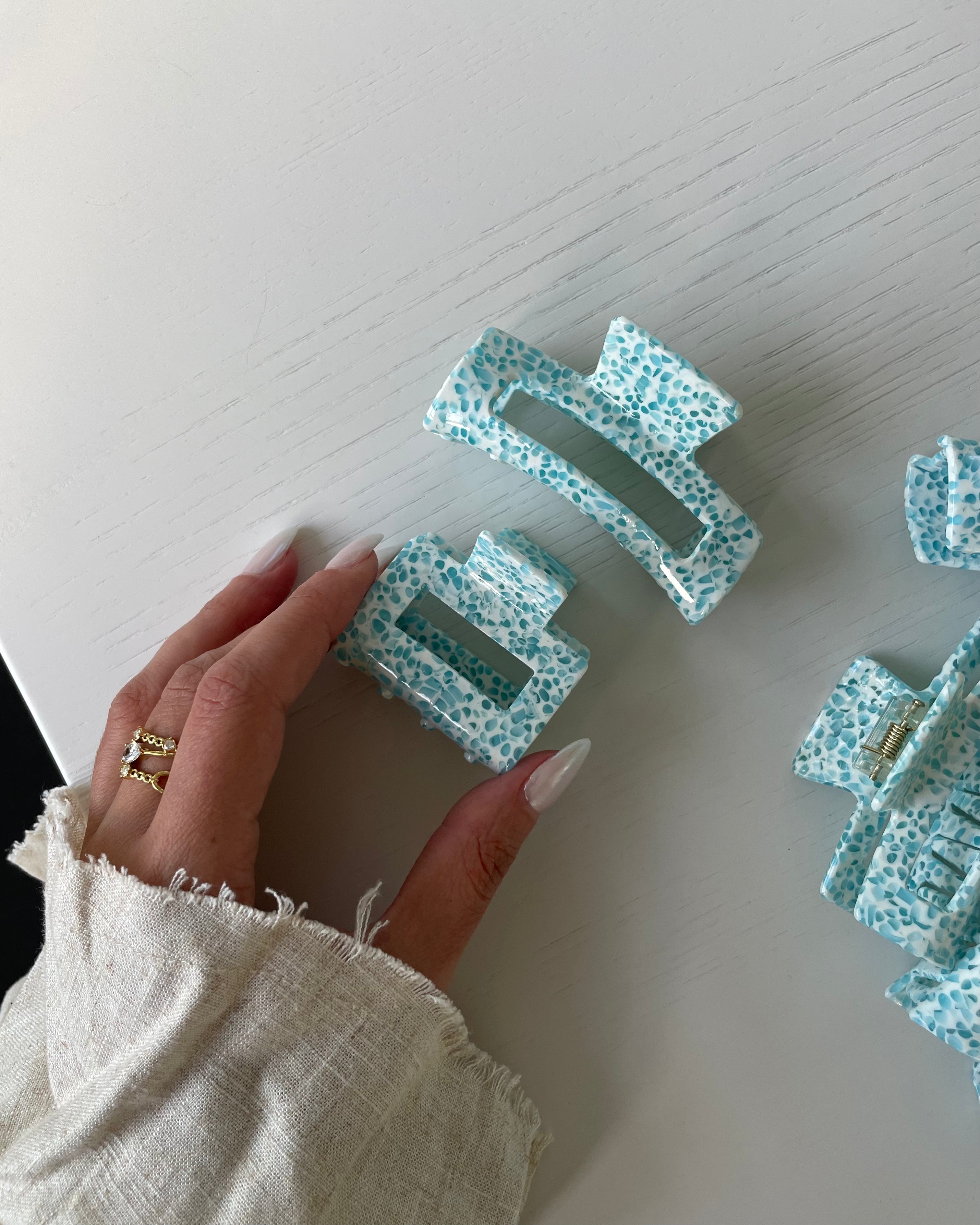 Haarspange Mini Square - Aqua Blau