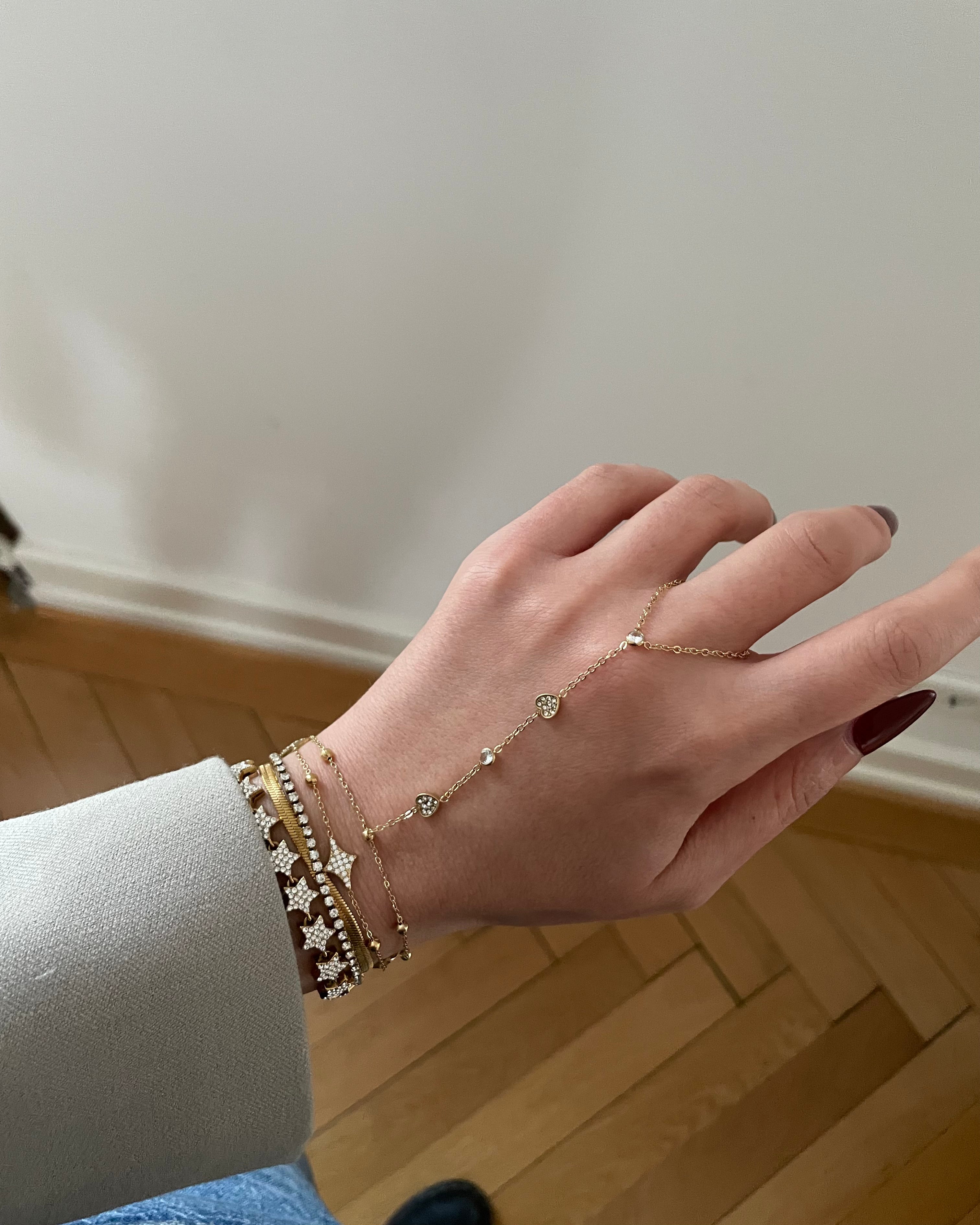 Hand Chain Heart - 18K vergoldet