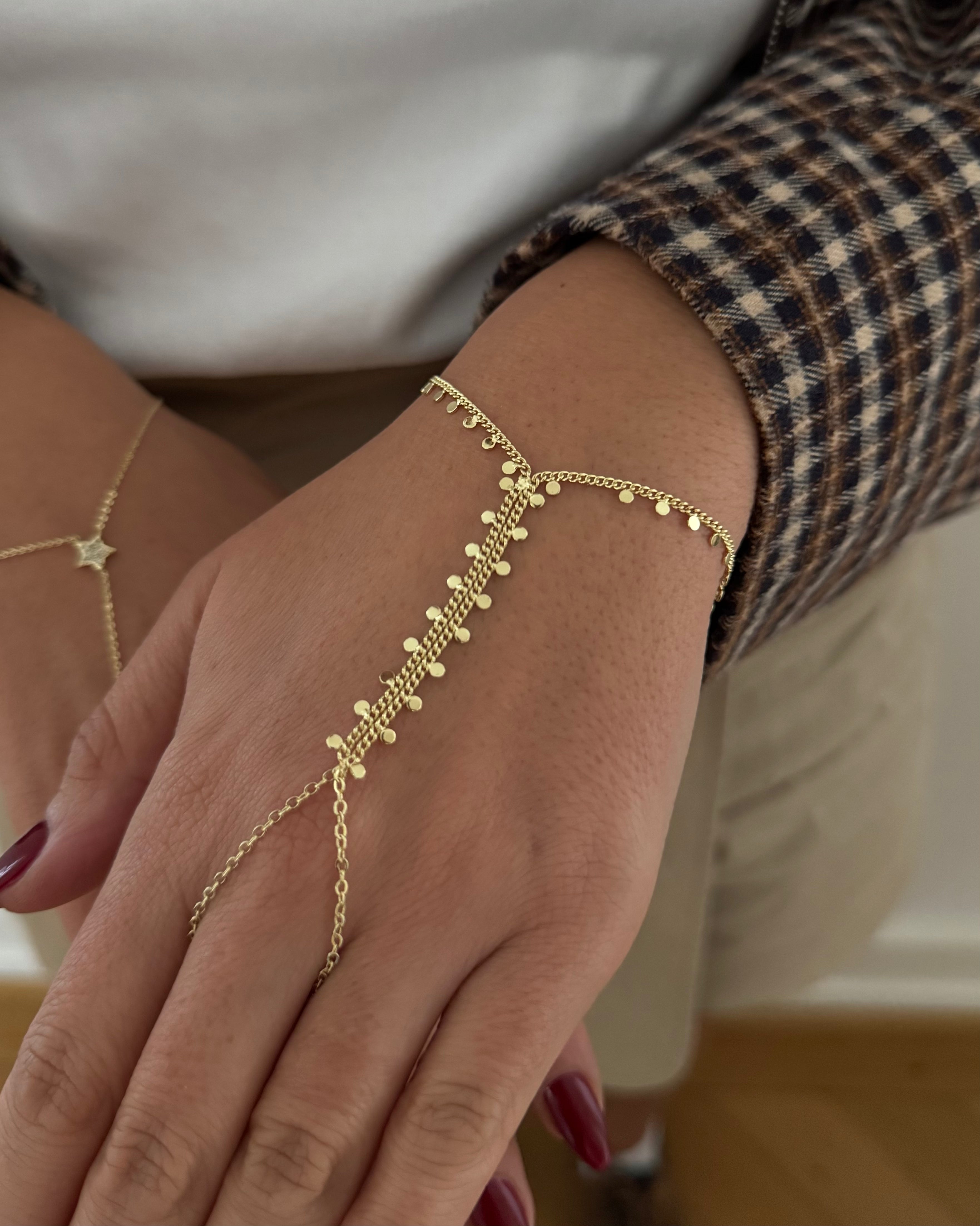 Hand Chain VIP Plate -14K vergoldet