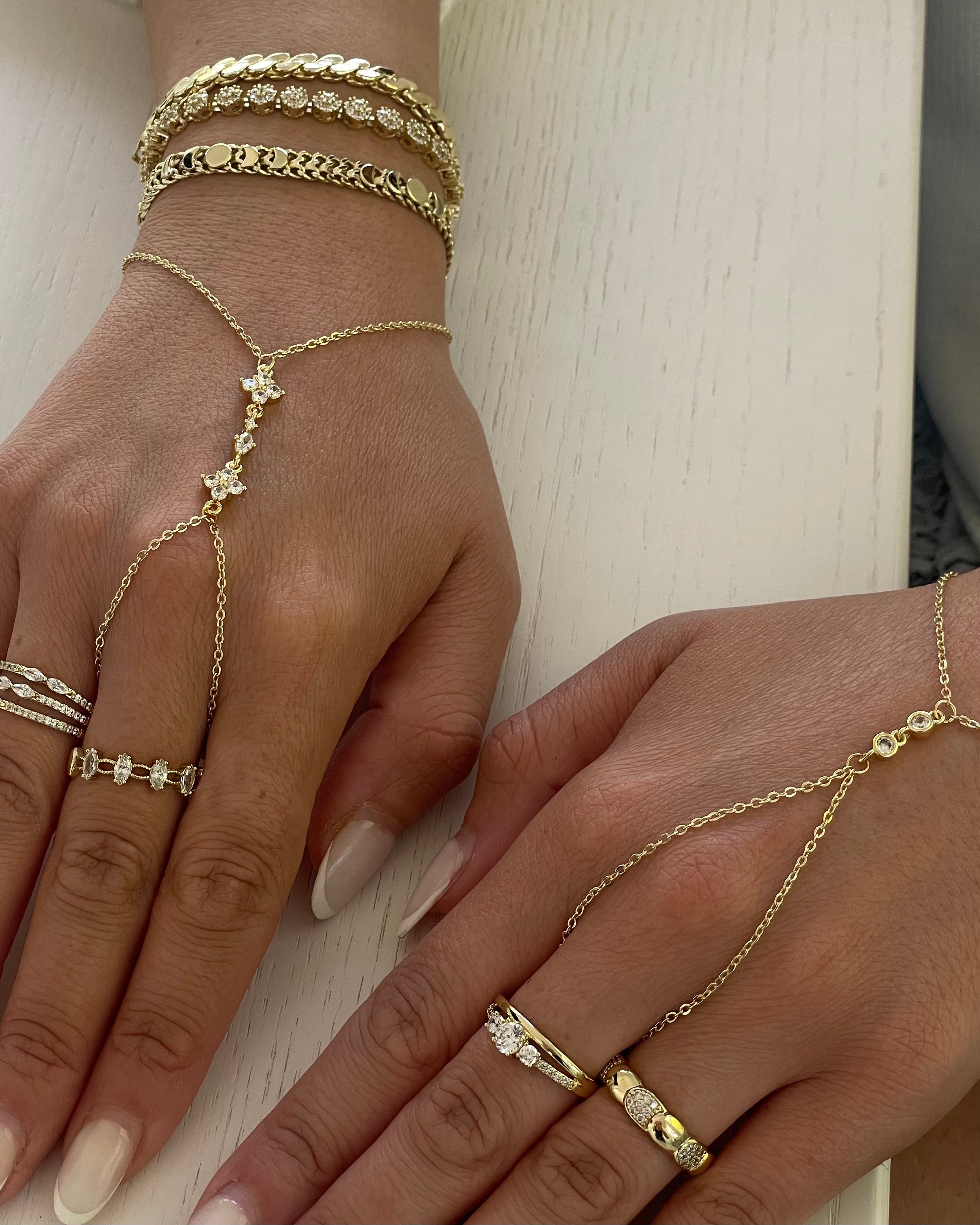 Hand Chain VIP Flowers -14K vergoldet