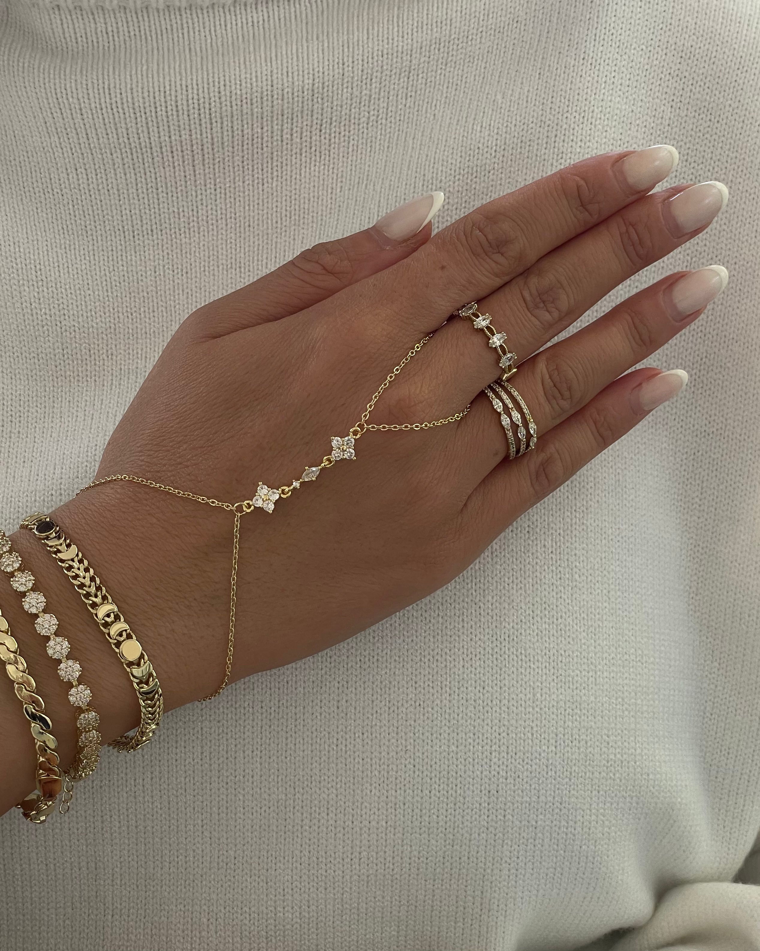 Hand Chain VIP Flowers -14K vergoldet