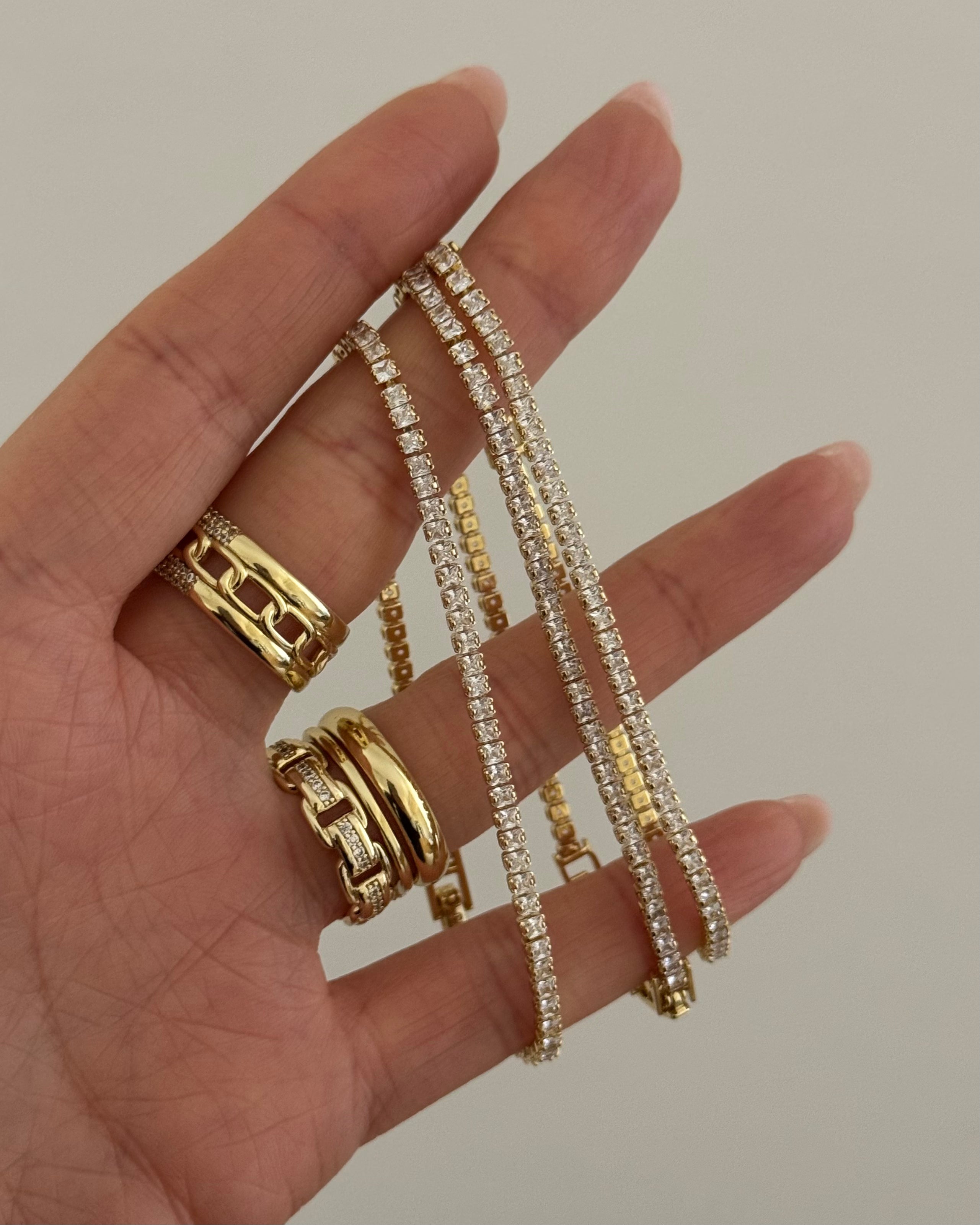 Armband VIP Fine Tennis Cube -14K vergoldet