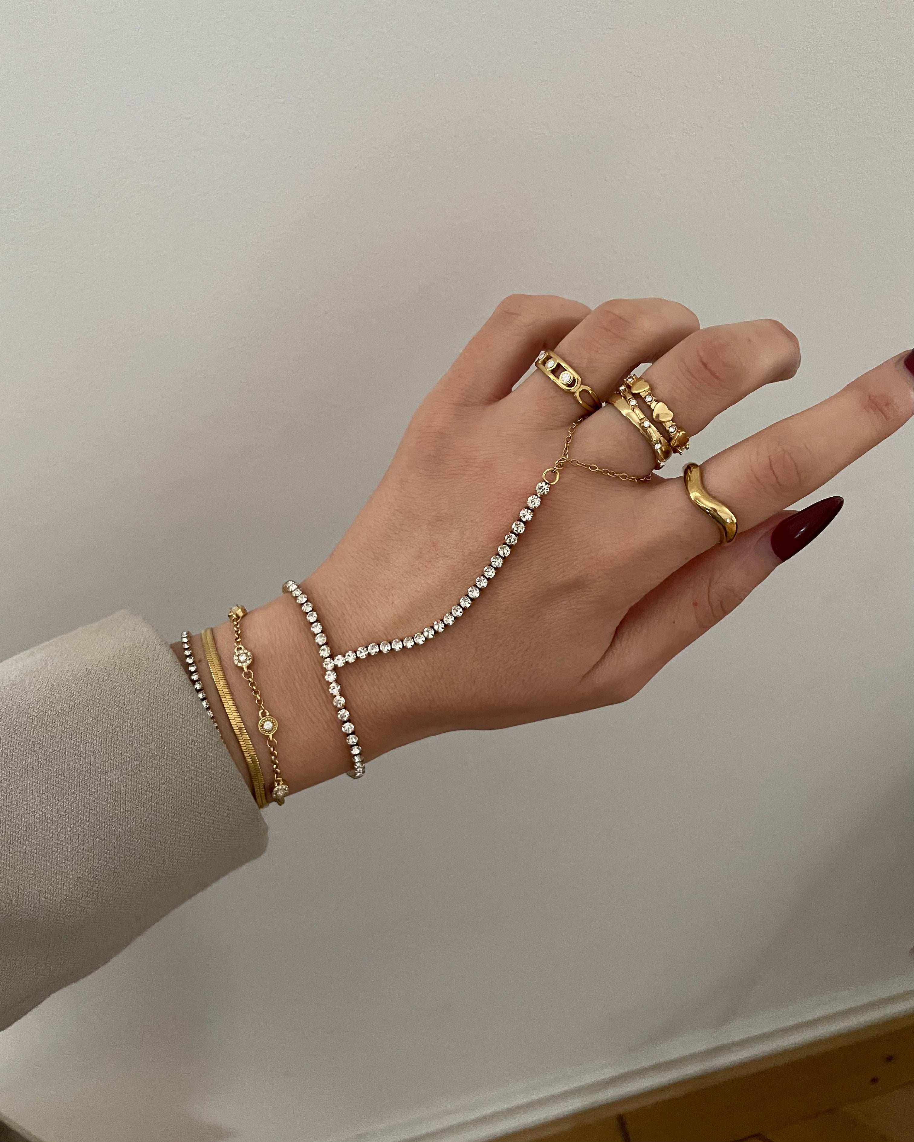 Hand Chain Tennis 18K vergoldet