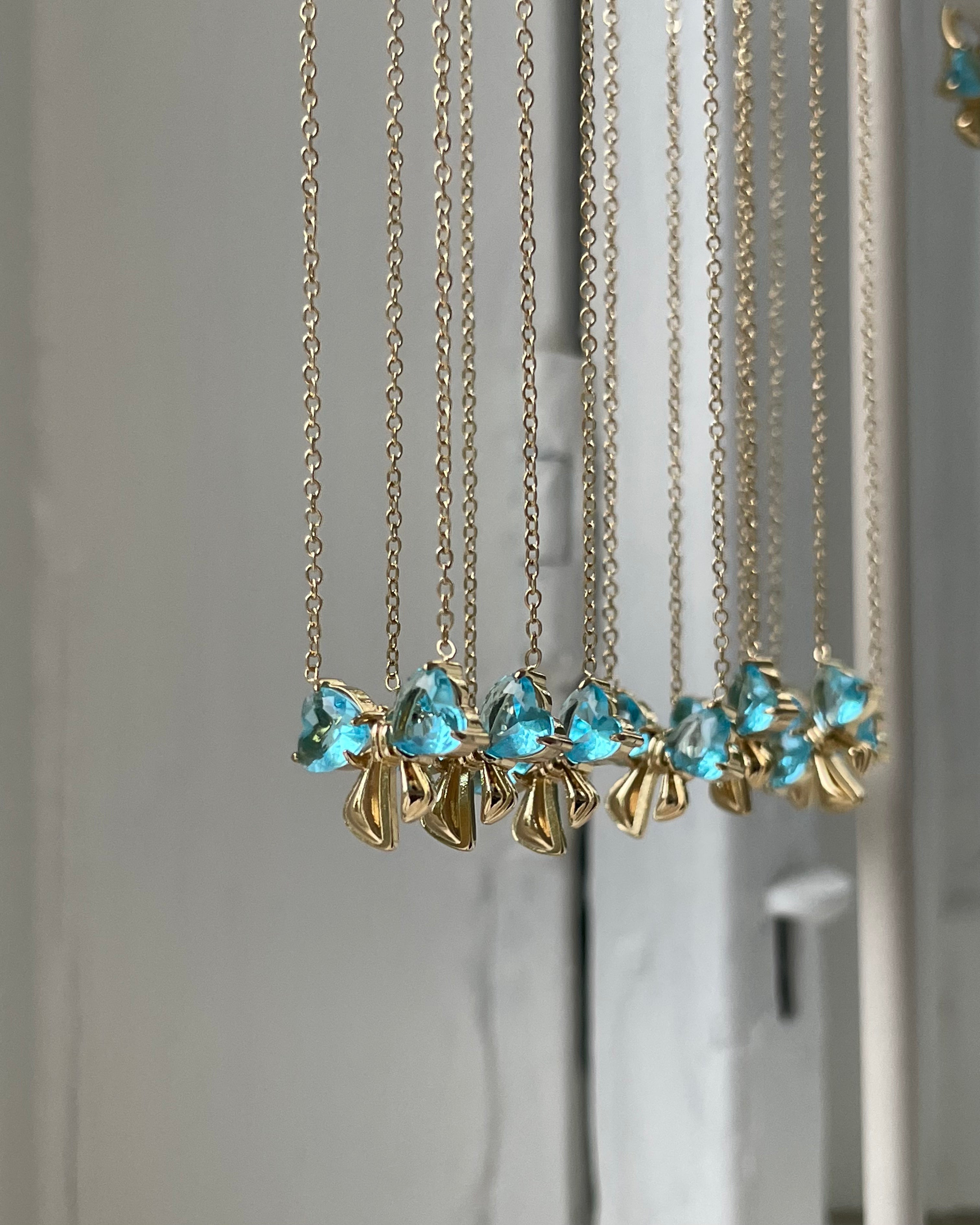 Bow Shine Aqua Mavi Kolye