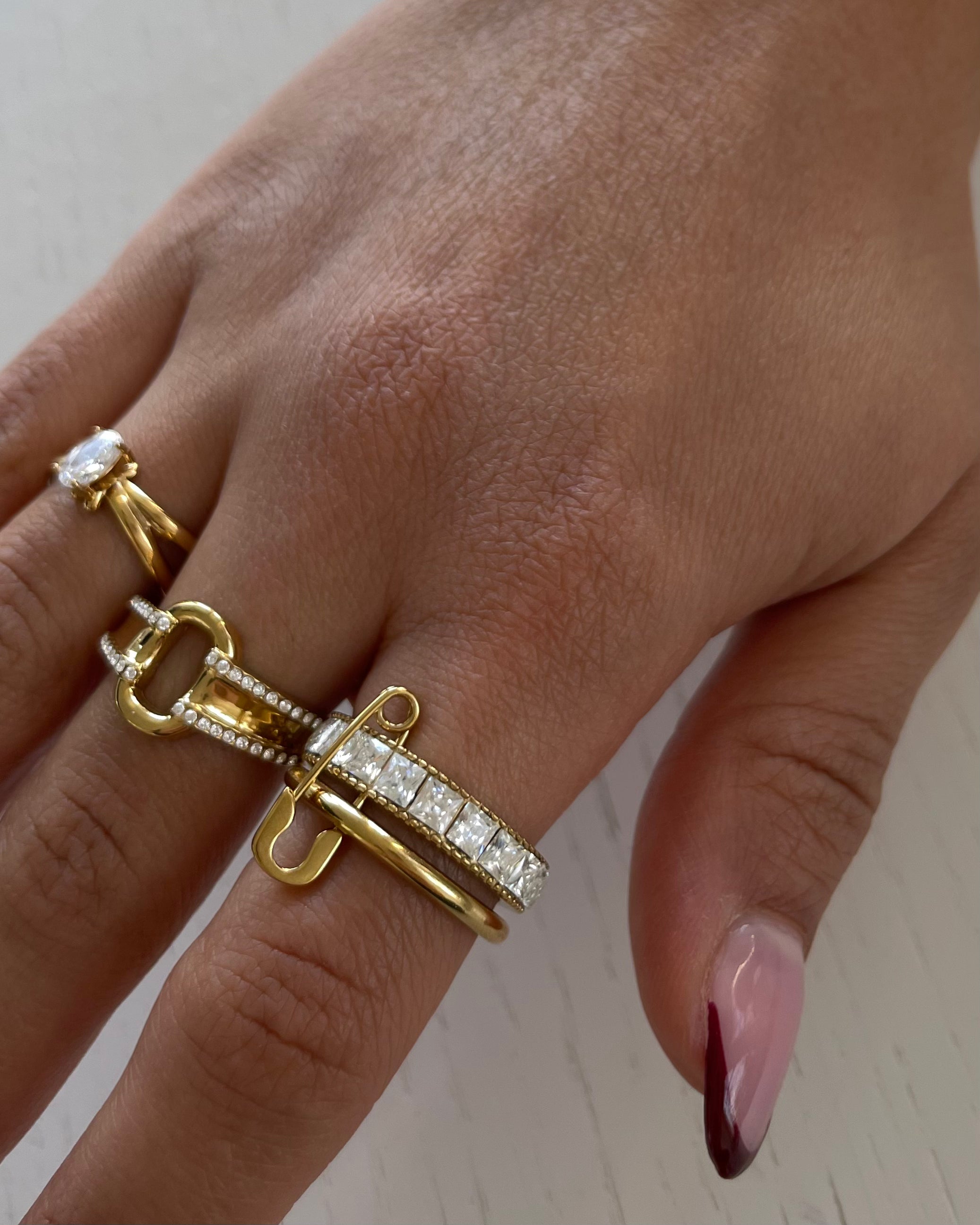 Ring Cube Lock Safety -18K vergoldet