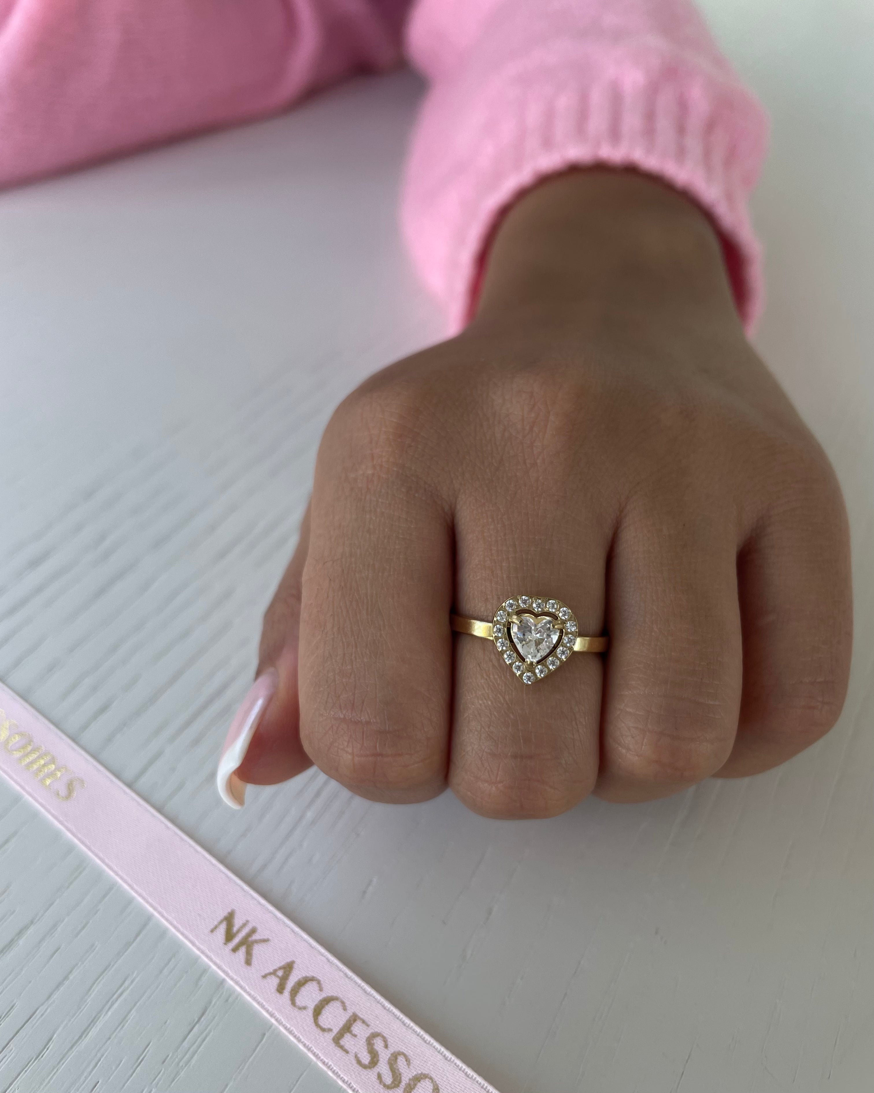 Ring Diamond Heart Weiß