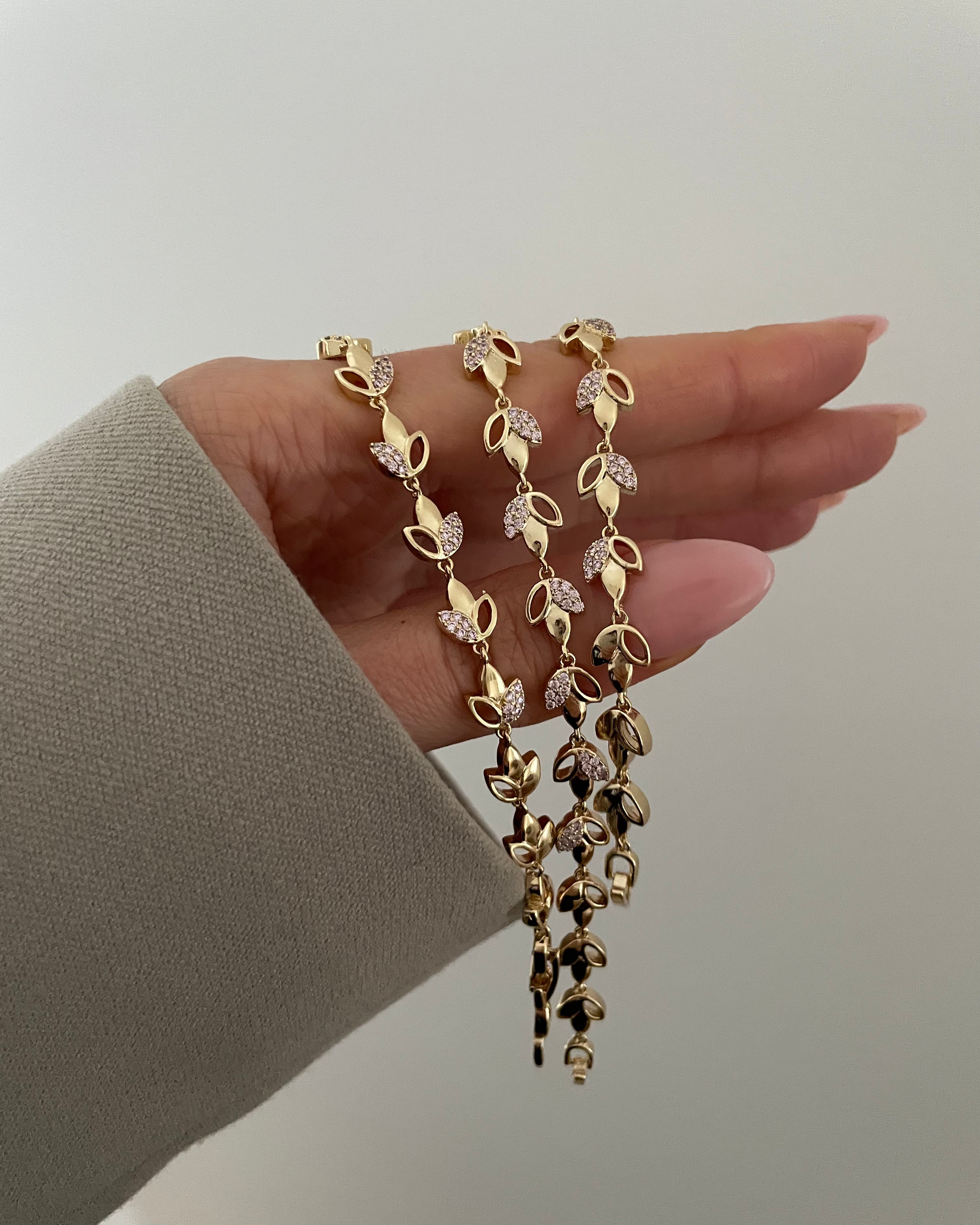 Armband VIP Leaf Rosa - 14K vergoldet