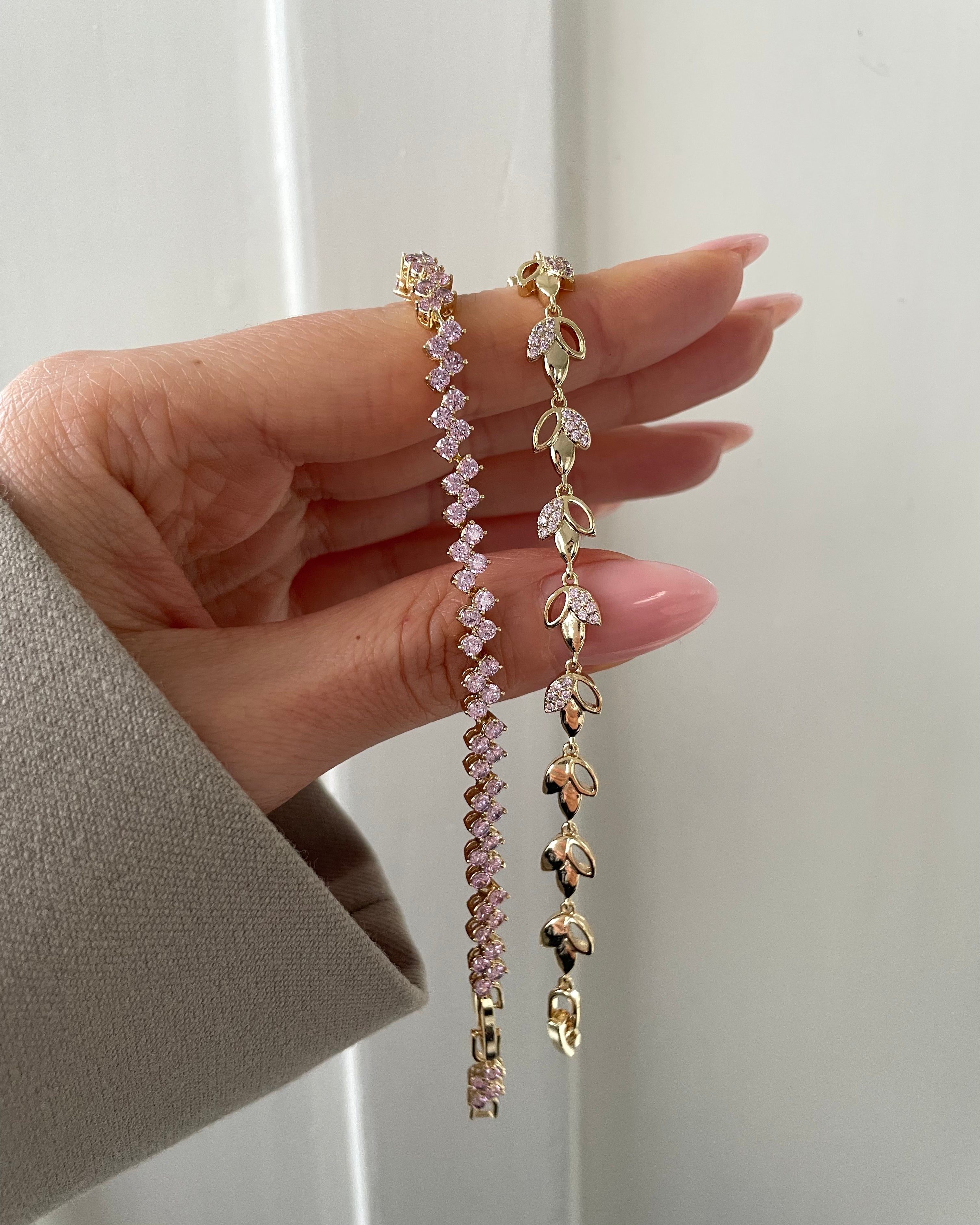 Armband VIP Tennis Bagutte Rosa - 14K vergoldet