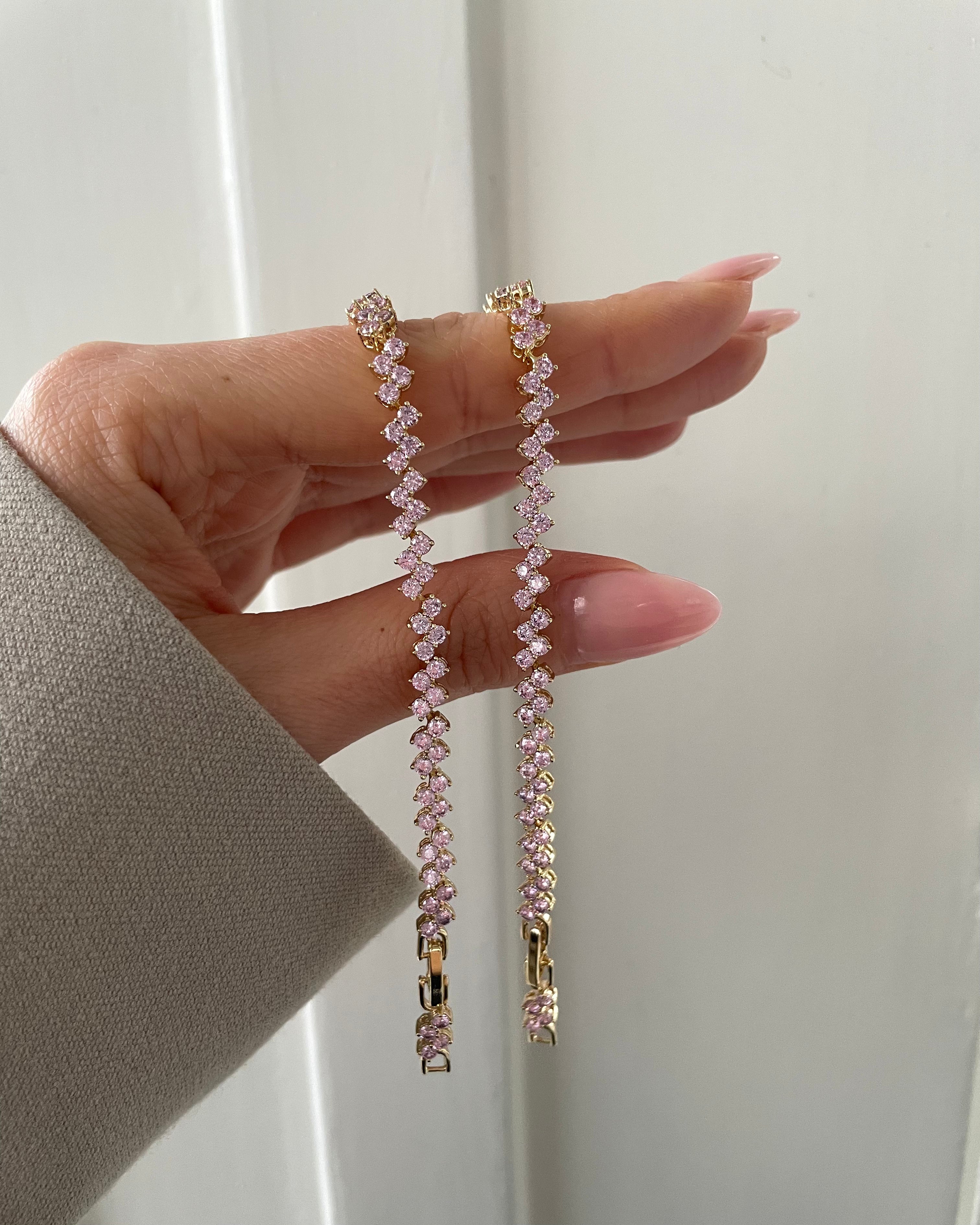 Armband VIP Tennis Bagutte Rosa - 14K vergoldet