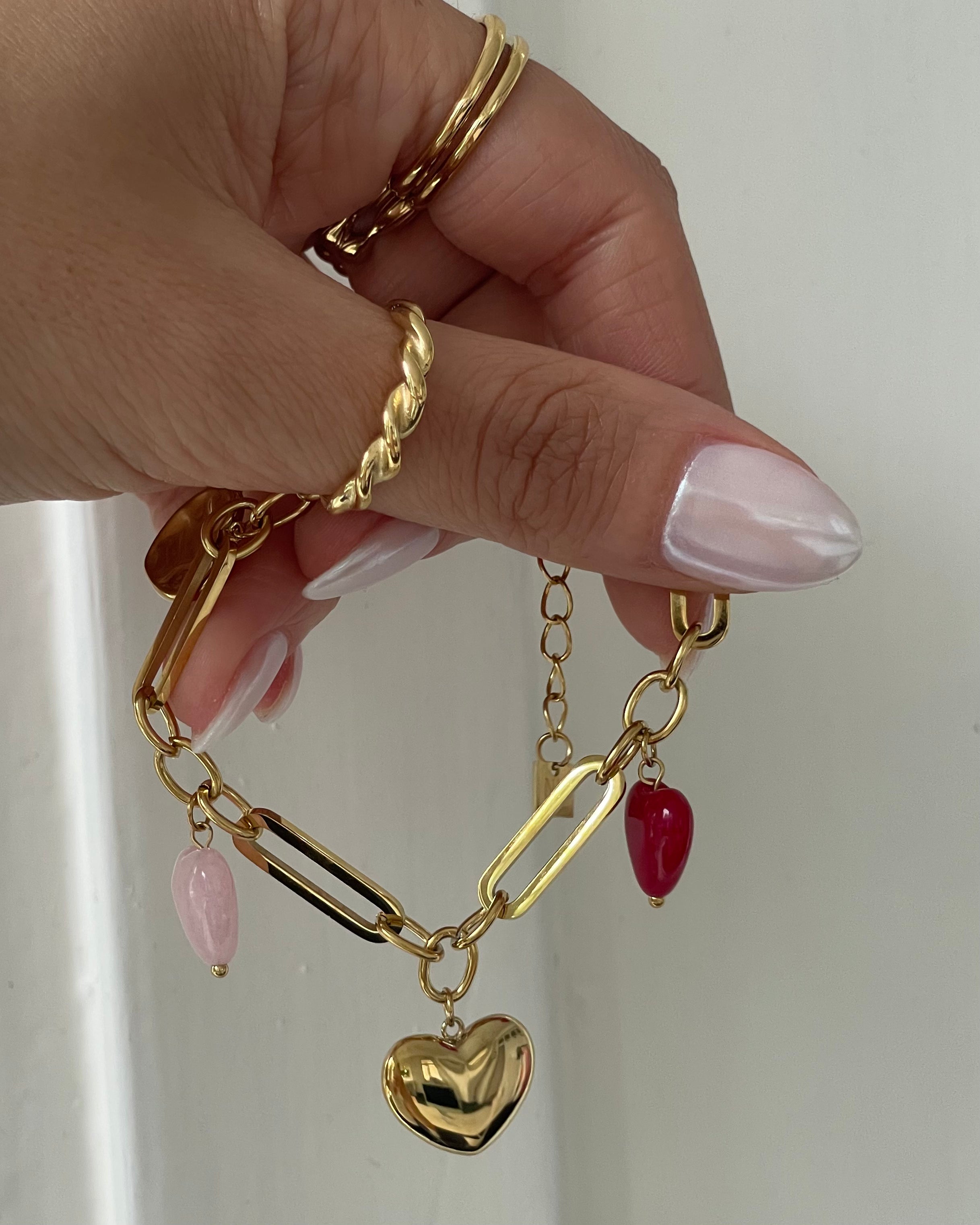 Armband Charm Heart Red