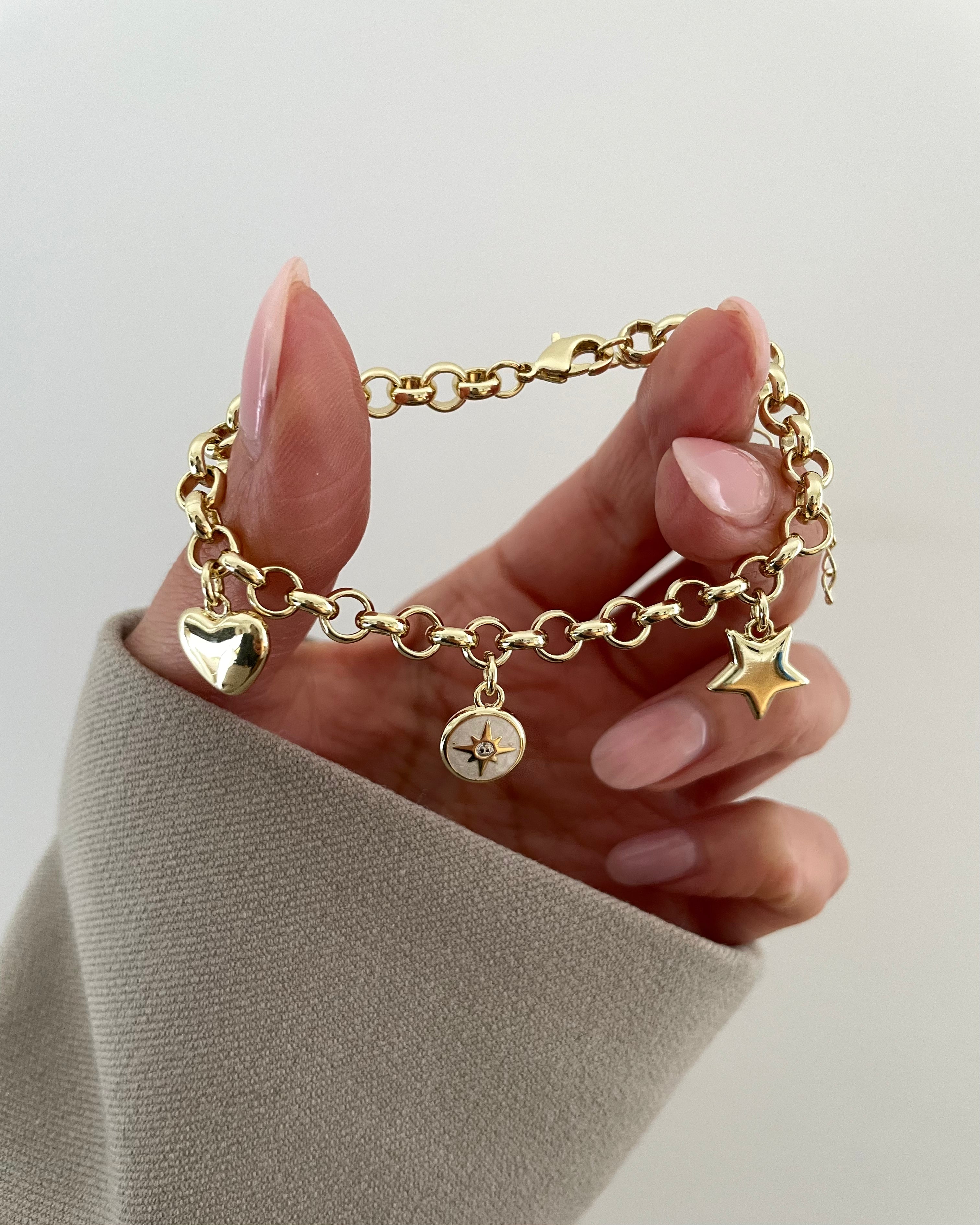 Armband VIP Charm Emaille White - 14K vergoldet