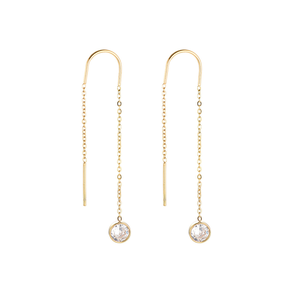 Ohrringe Edelstahl Chain Stone Gold