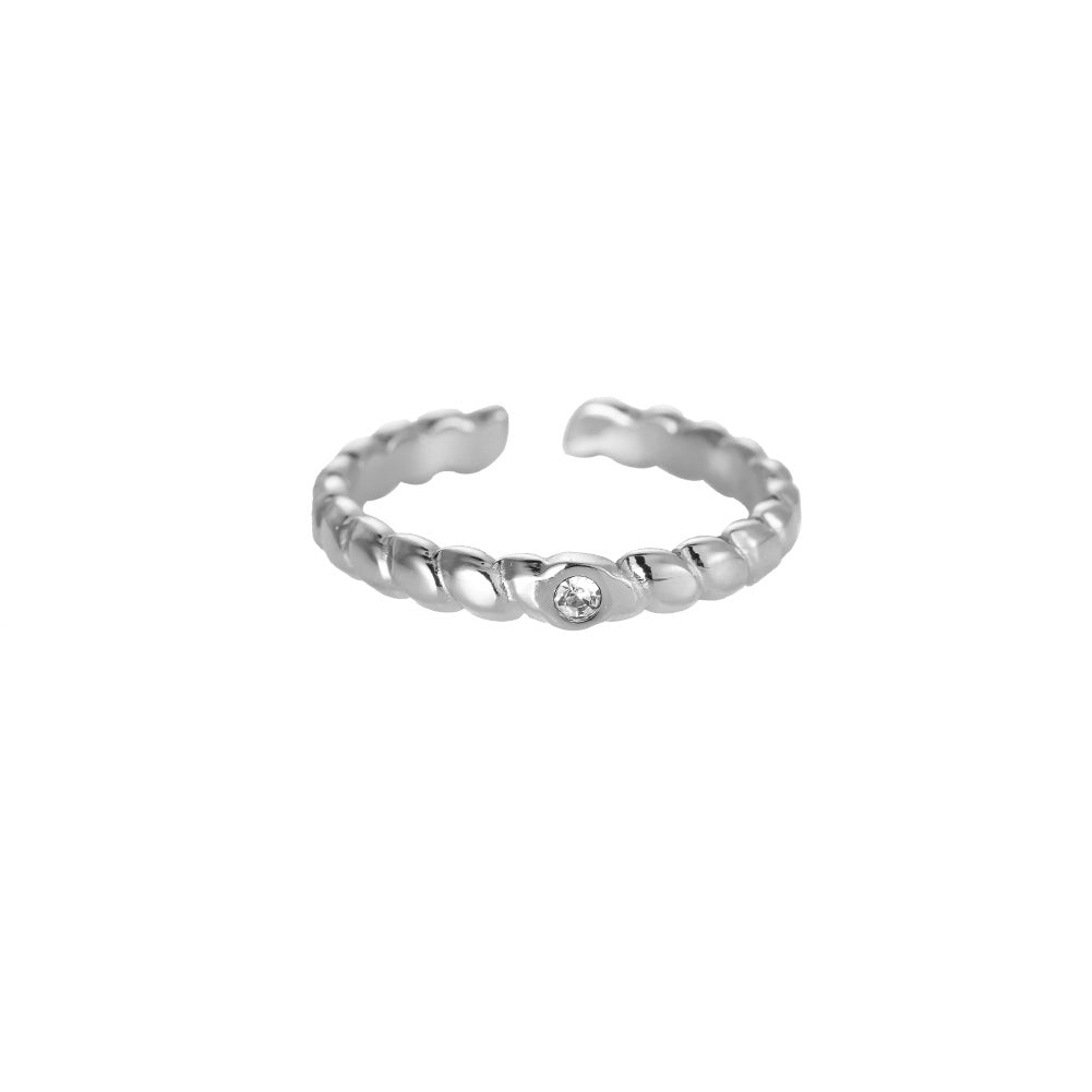 Ring Edelstahl Twist stone Silber