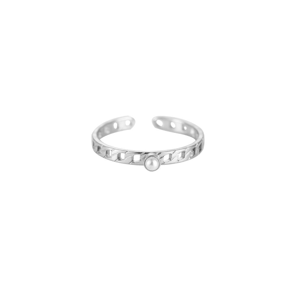 Yüzük Zincir İnce İnci Gümüş