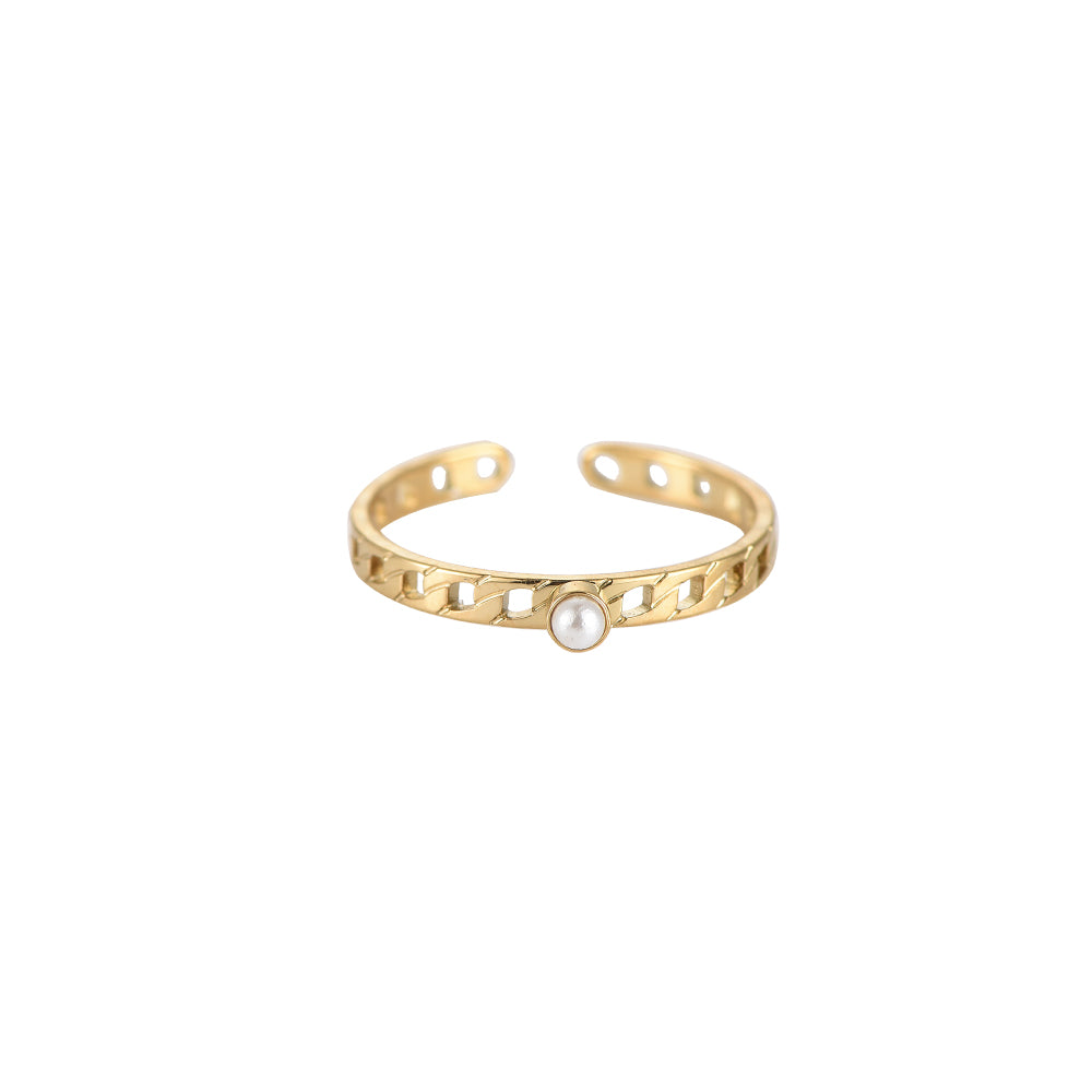 Ring Chain Fine Pearl Gold