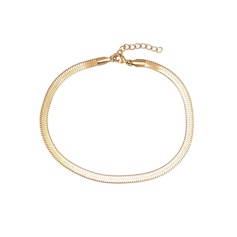 Feine goldfarbene Schlangenkette mit Verlängerung und Karabinerverschluss