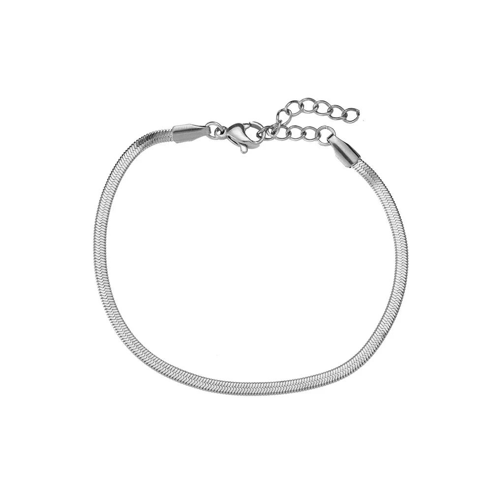 Silbernes feines Schlangenarmband mit Verlängerungskette und Karabinerverschluss