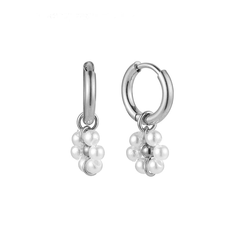 Creolen Pearl Flower Silber