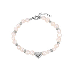 Armband Pearl Heart Silber