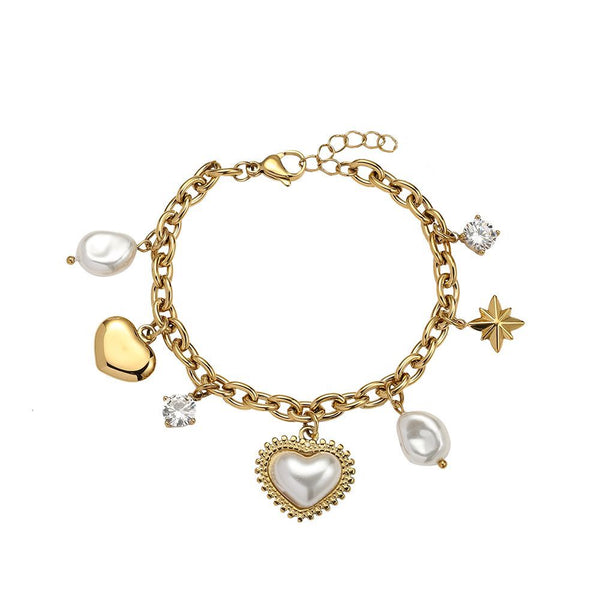 Armband Charm Vintage Pearl Heart