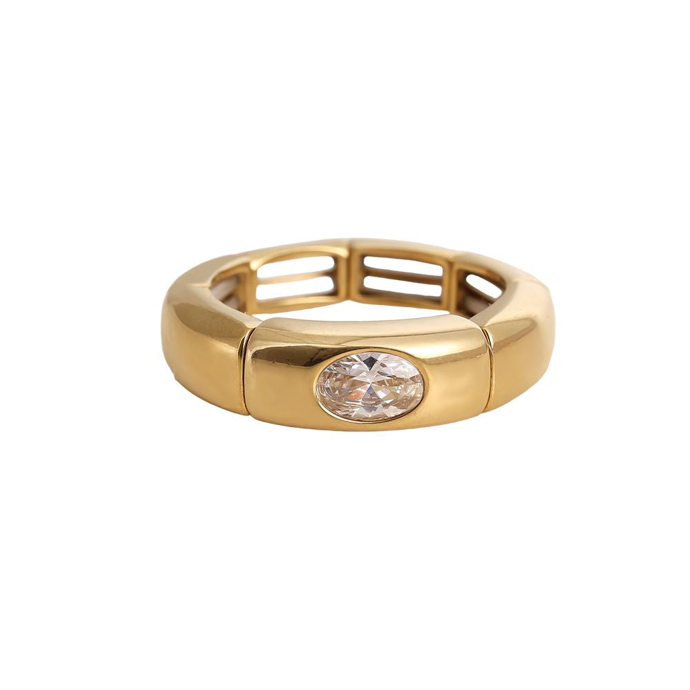Ring Elastan Oval -18K vergoldet